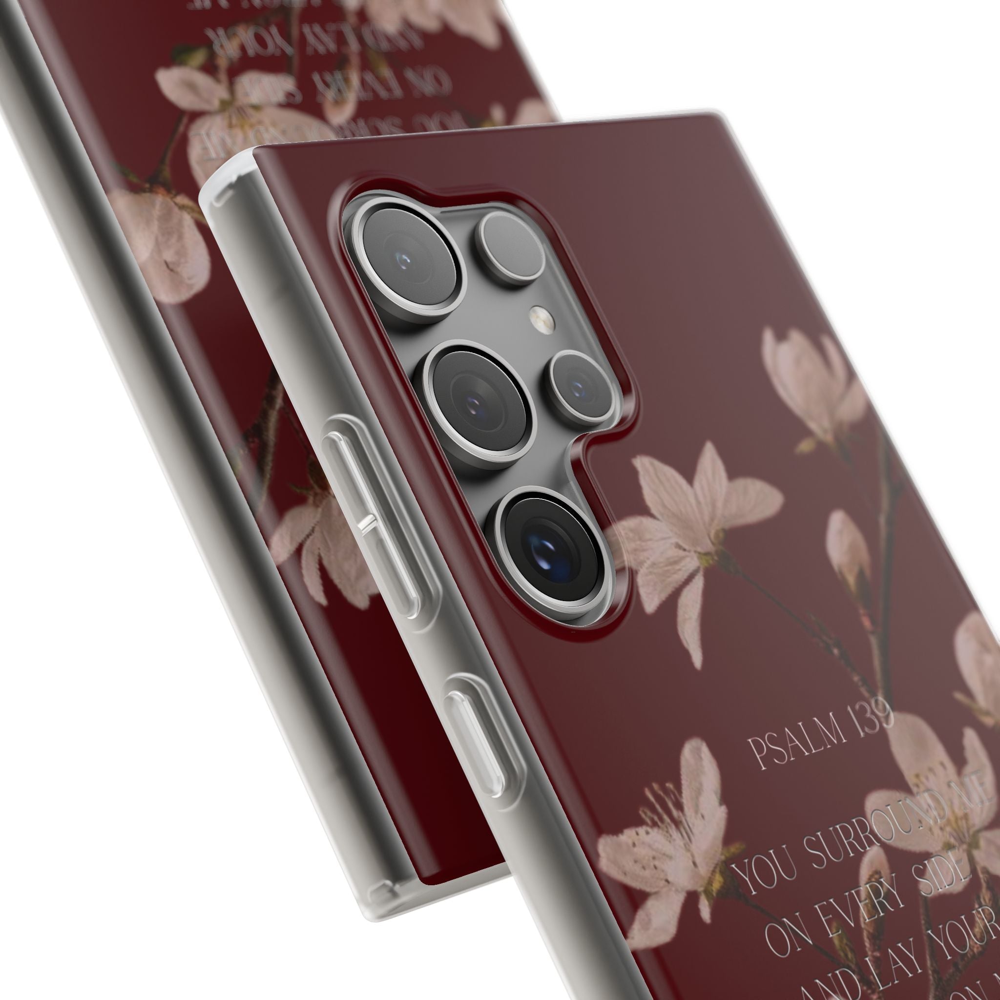 Floral Psalm Phone Case — Psalm 139 Scripture Cherry Blossom iPhone Cover