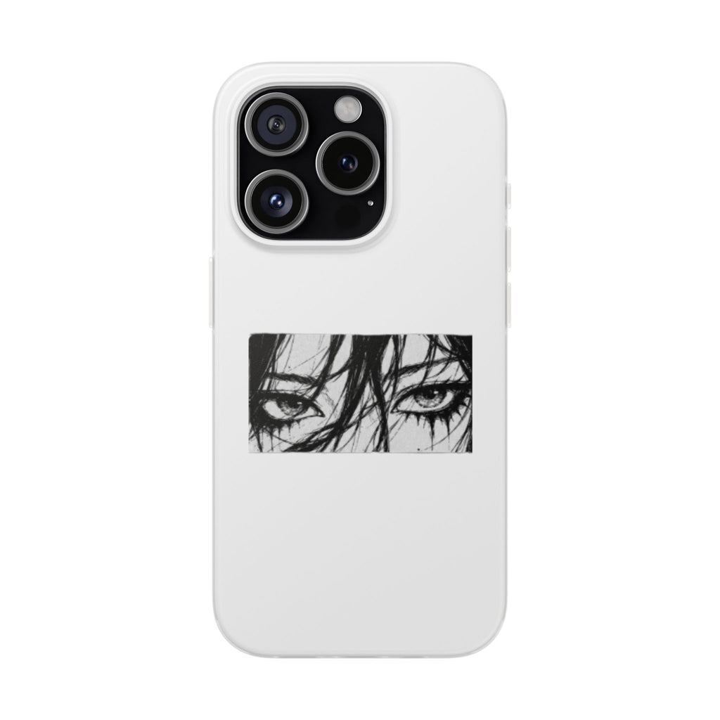 Anime Eyes Illustration Phone Case - Moody Black & White Flexi Case