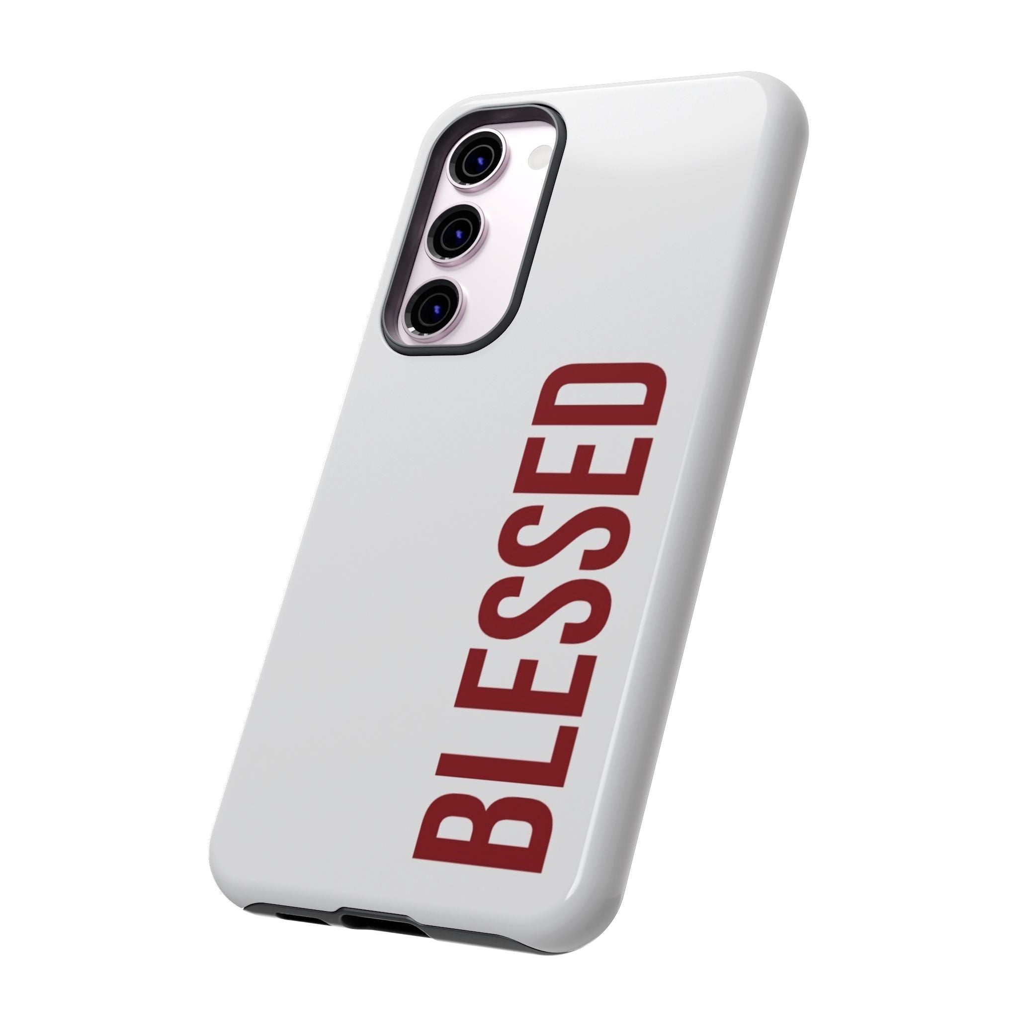 Blessed Vertical Phone Case — Protective Slim iPhone Cover with Red 'BLESSED' Text