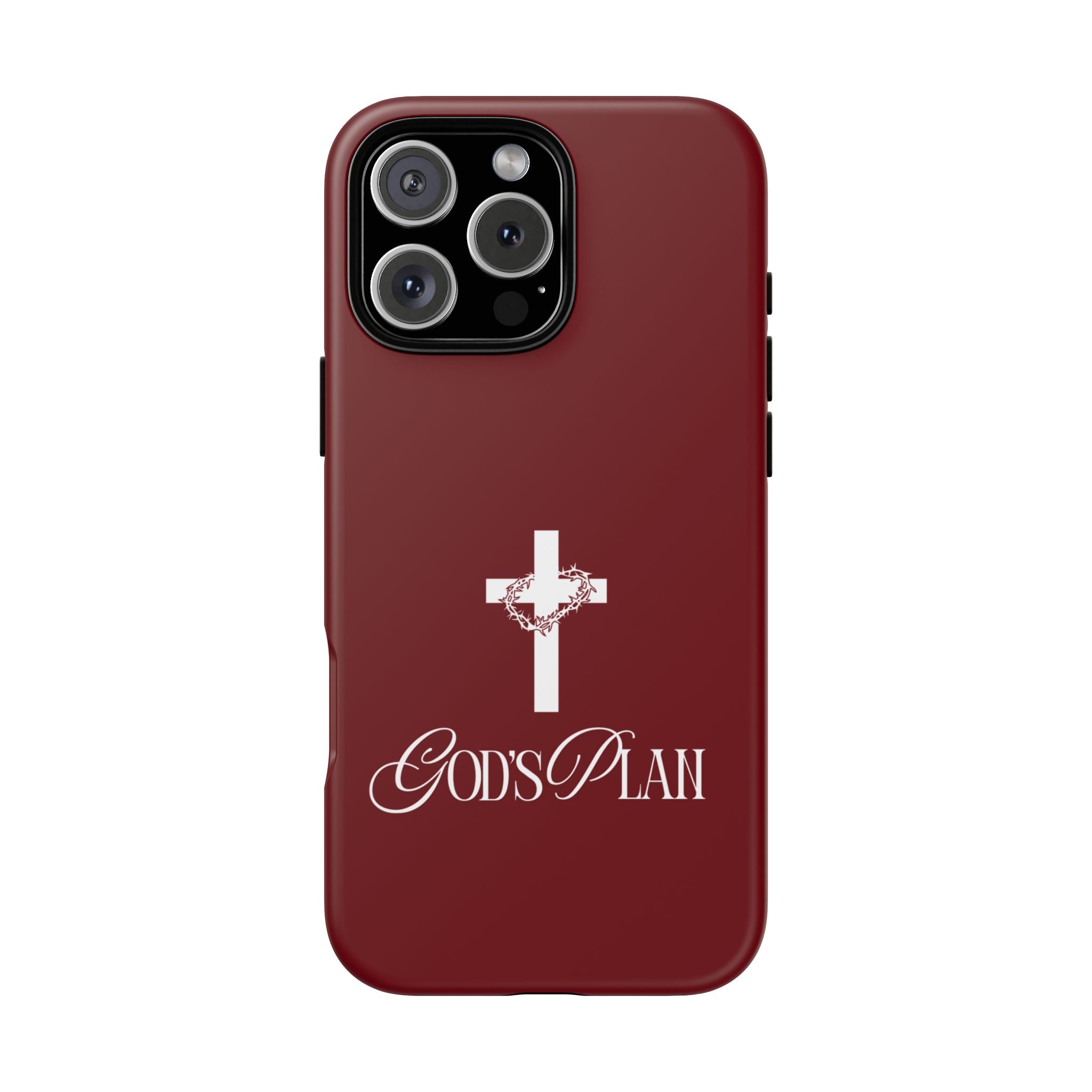 God's Plan — Christian Tough Phone Case | Cross Faith Burgundy Cover