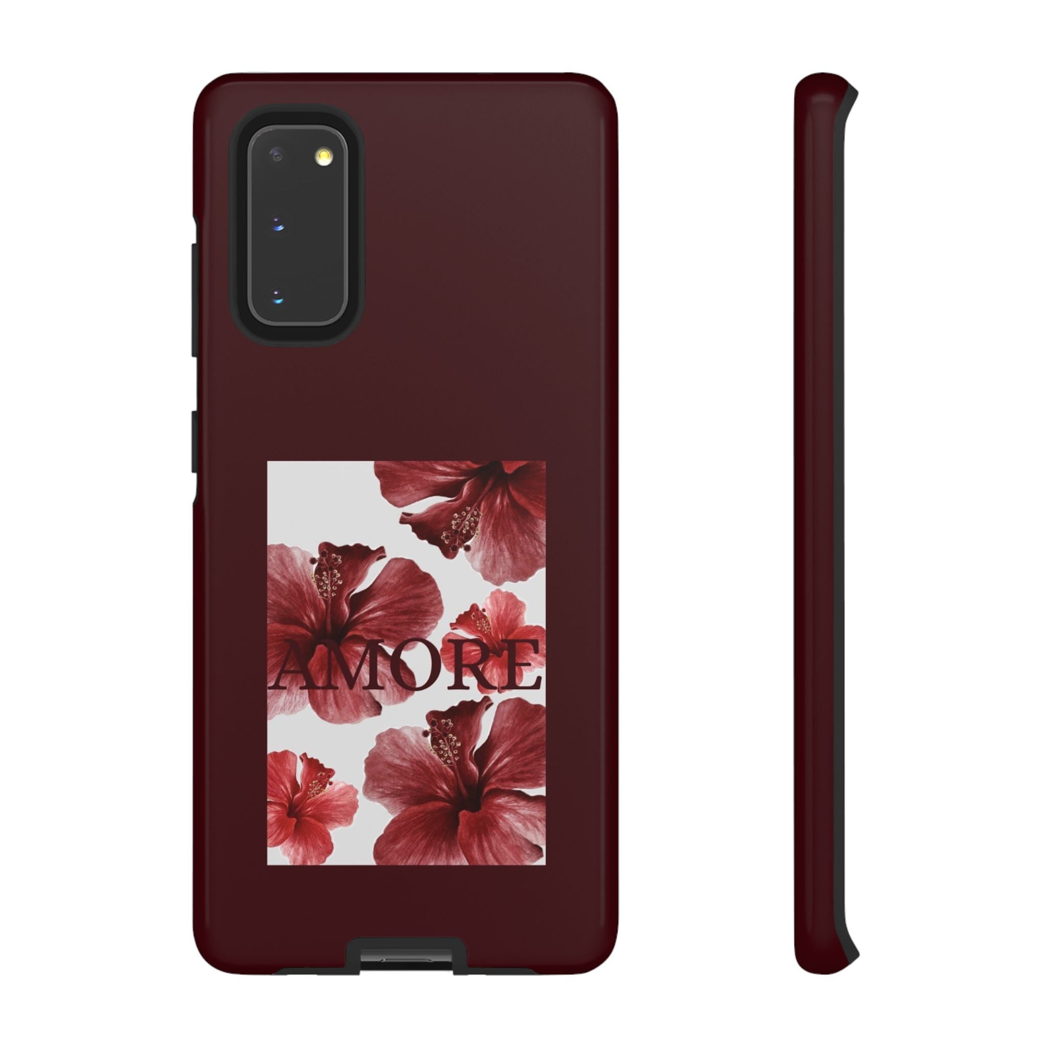 Amore Floral Phone Case — Burgundy Tough Protective Cover
