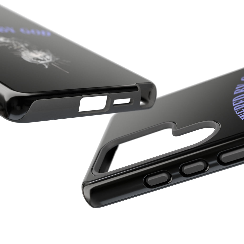 Phone Case — "Powered by God" Black Protective Case with Angelic Skull Design