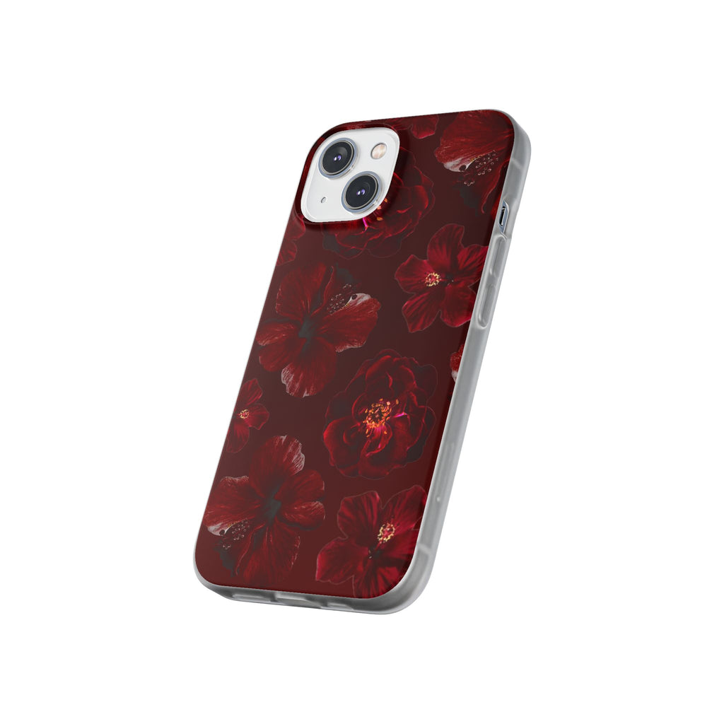 Red Floral Flexi Case — Dark Rose Phone Case