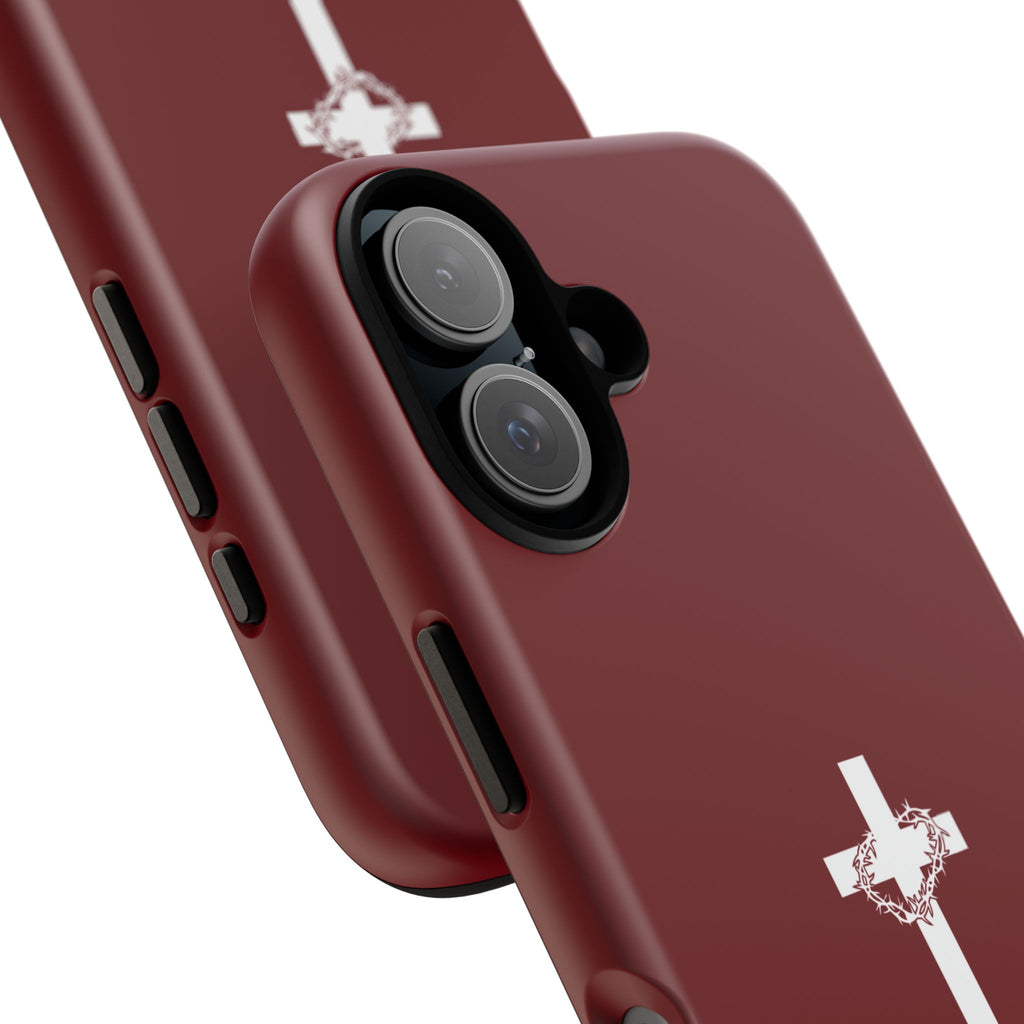 God's Plan — Christian Tough Phone Case | Cross Faith Burgundy Cover