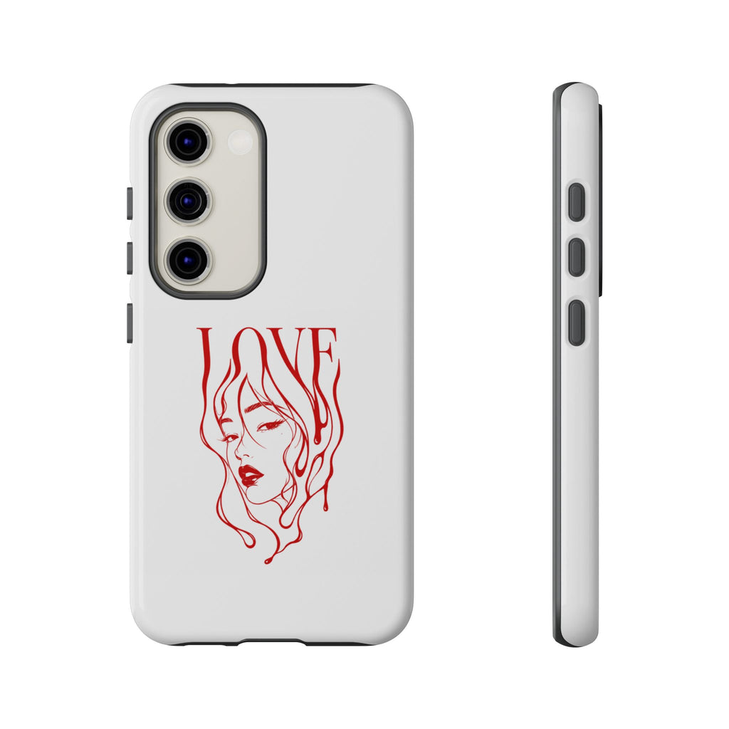 Red Line Art 'Love' Face Design - Tough Case