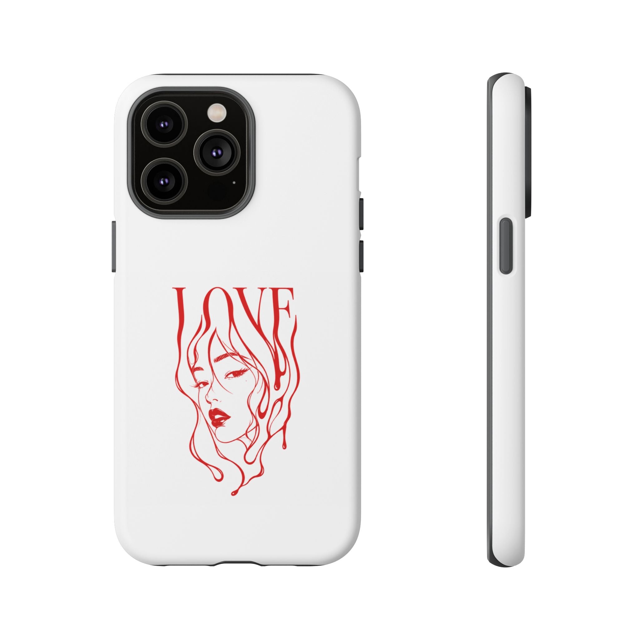 Red Line Art 'Love' Face Design - Tough Case