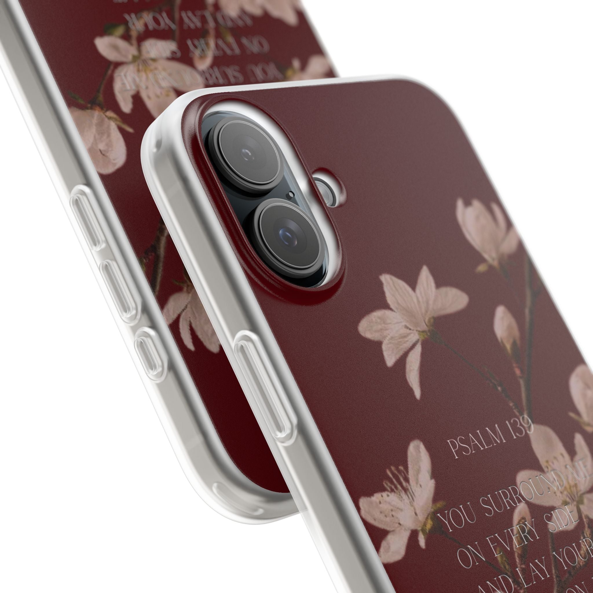 Floral Psalm Phone Case — Psalm 139 Scripture Cherry Blossom iPhone Cover