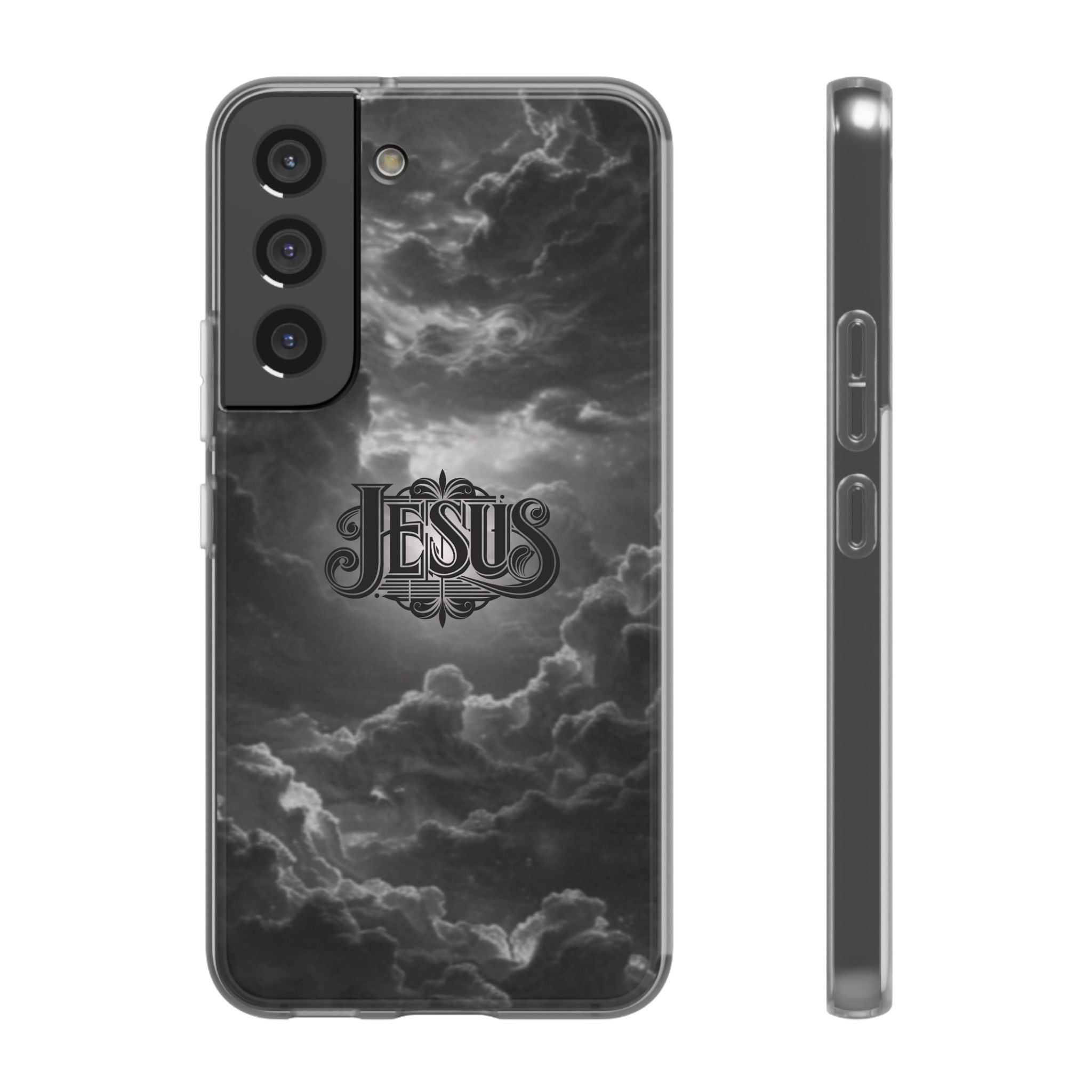 Jesus Cloud Phone Case — Faith-Inspired Flexi Case with 'Jesus' Script