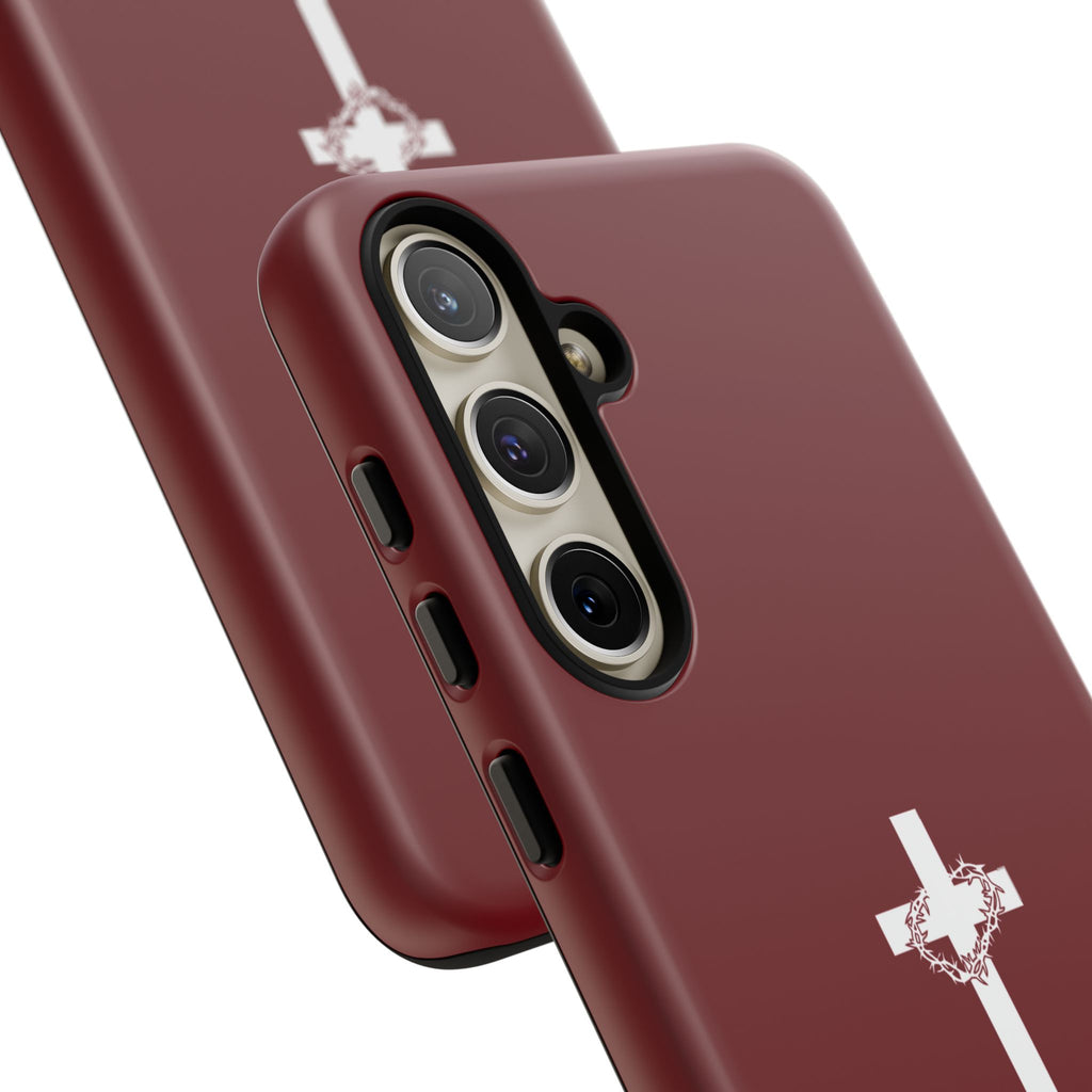 God's Plan — Christian Tough Phone Case | Cross Faith Burgundy Cover