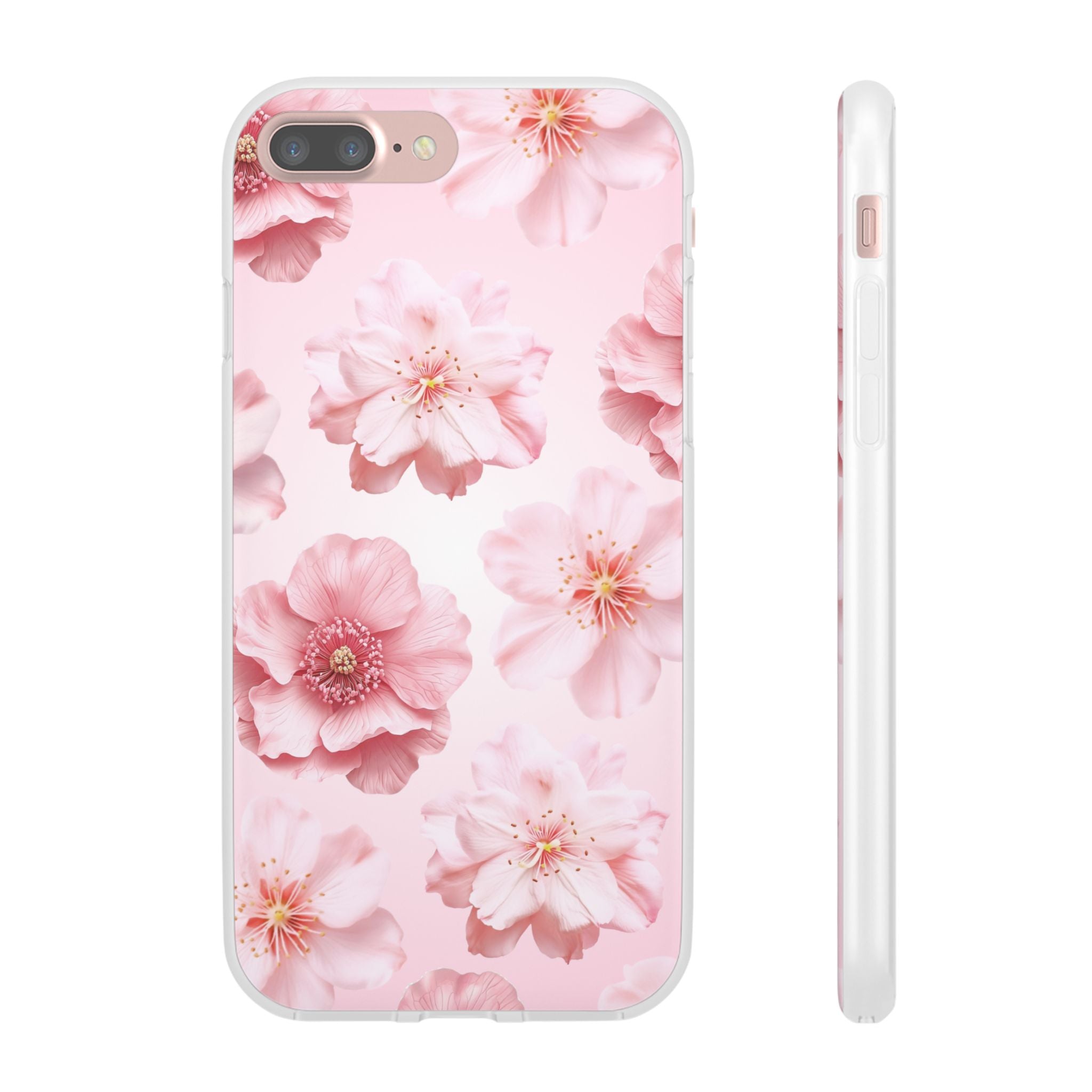 Pink Cherry Blossom Phone Case — Floral Slim Flexi Case for iPhone