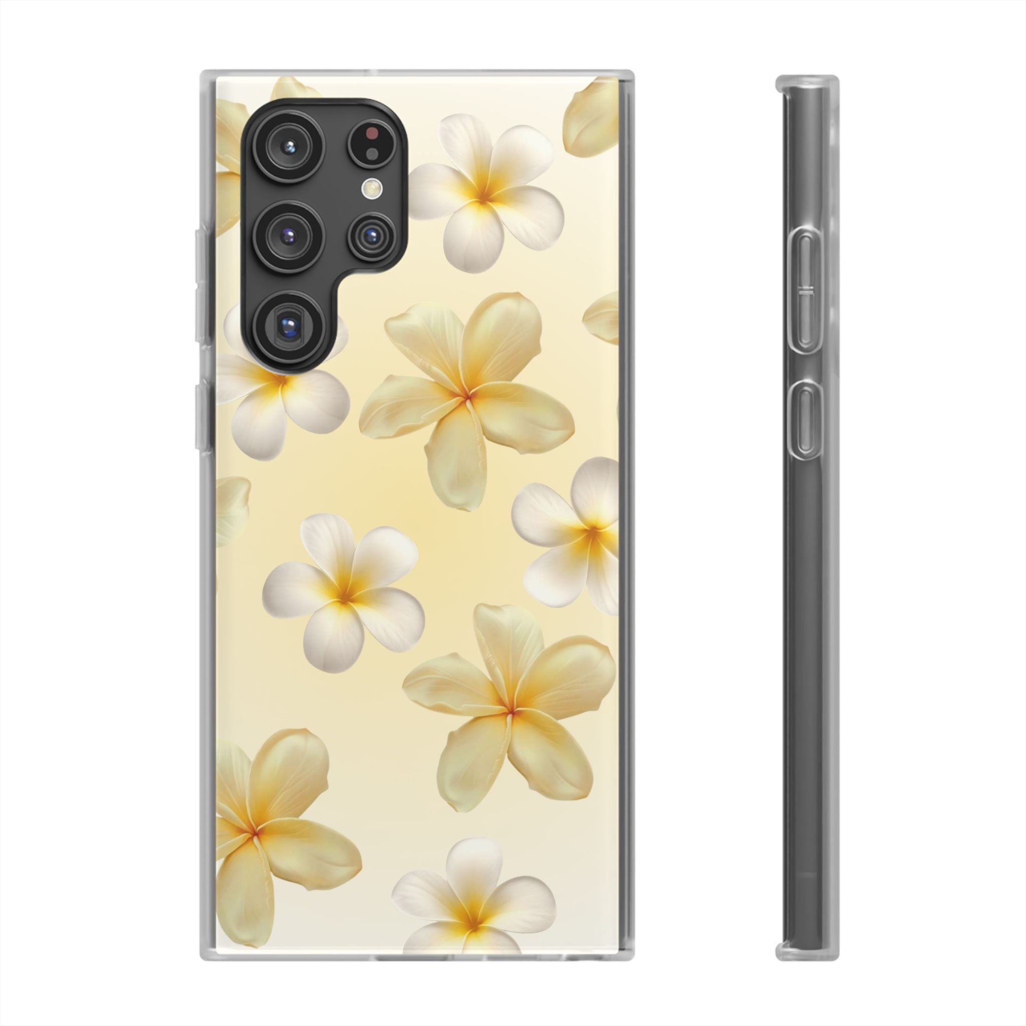 Plumeria Floral Flexi Phone Case — Tropical Yellow Flower Protective Cover