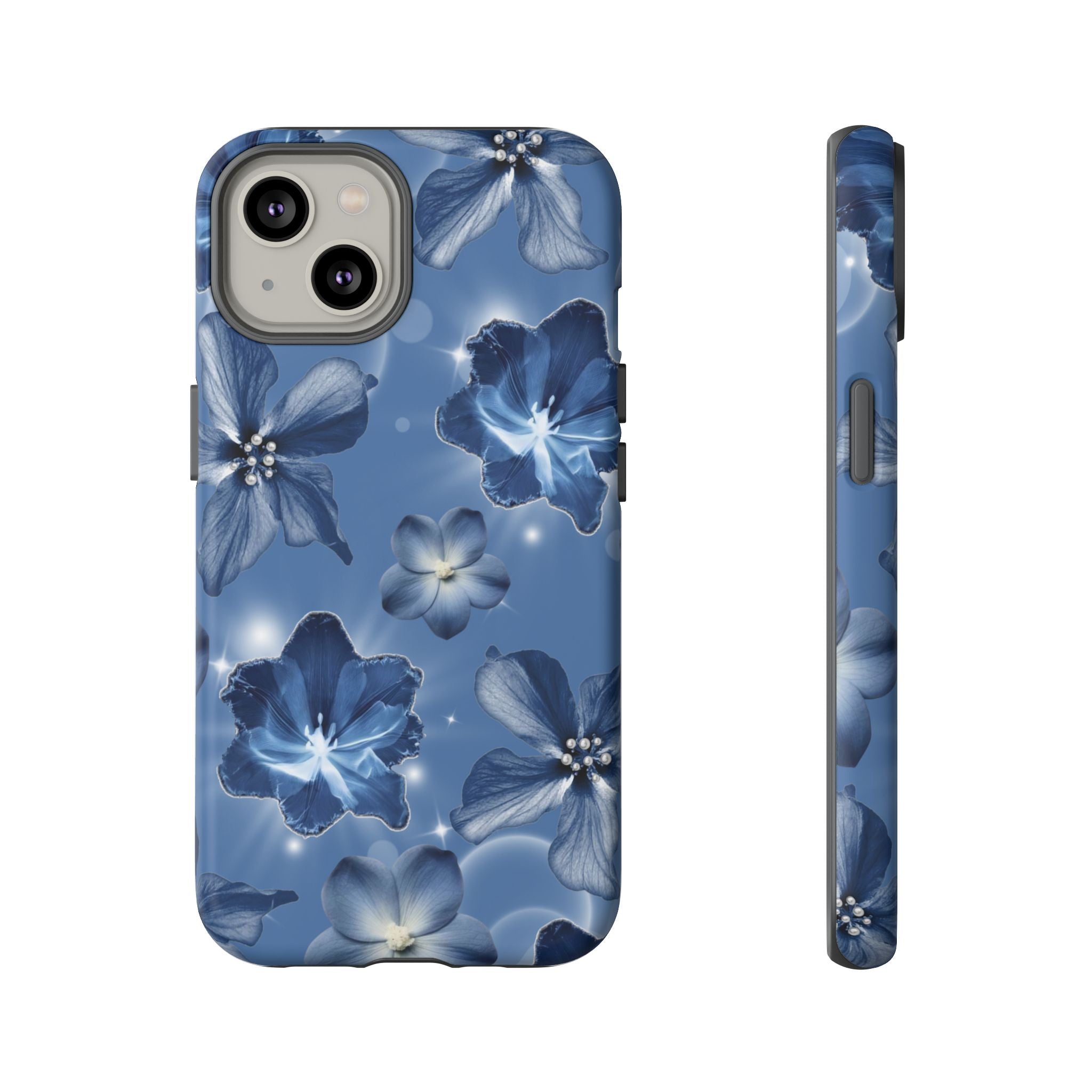 Blue Floral Tough Phone Case — Protective Blossom Design