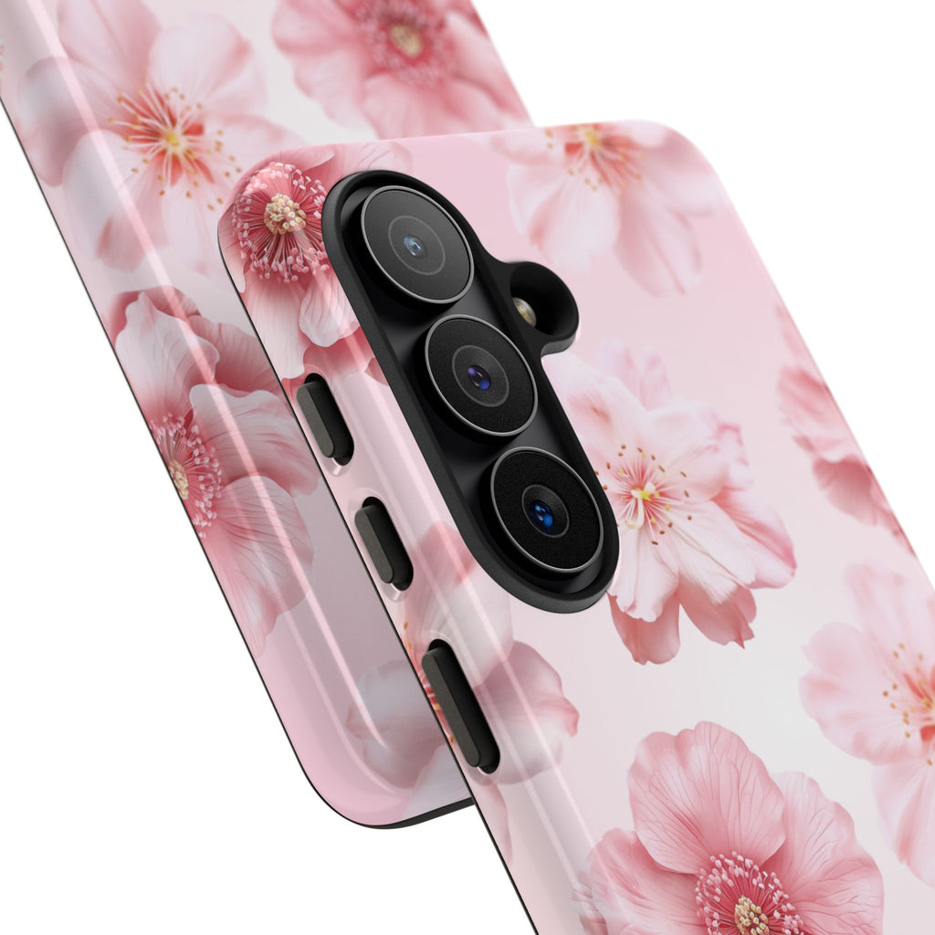 Pink Floral Tough Phone Case — Protective Sakura Blossom Design