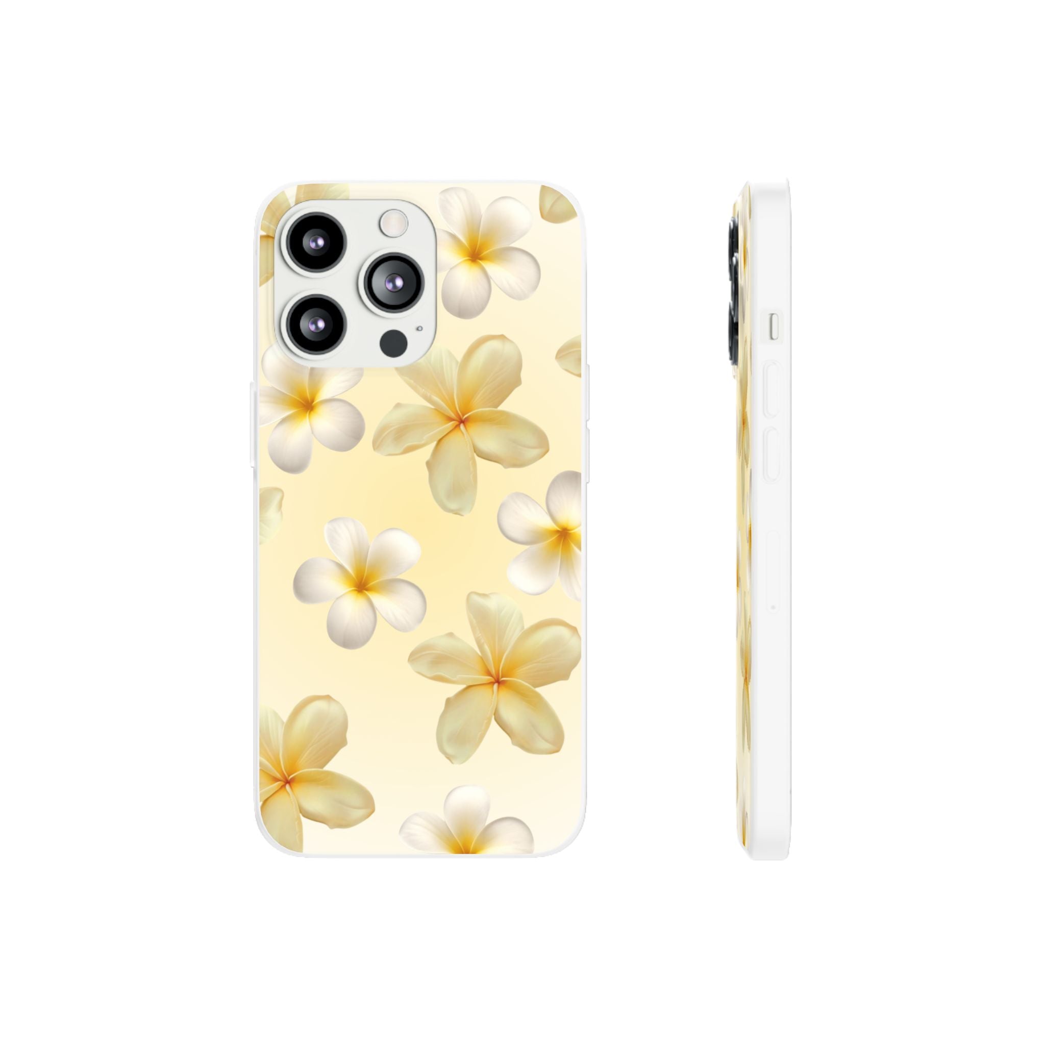 Plumeria Floral Flexi Phone Case — Tropical Yellow Flower Protective Cover