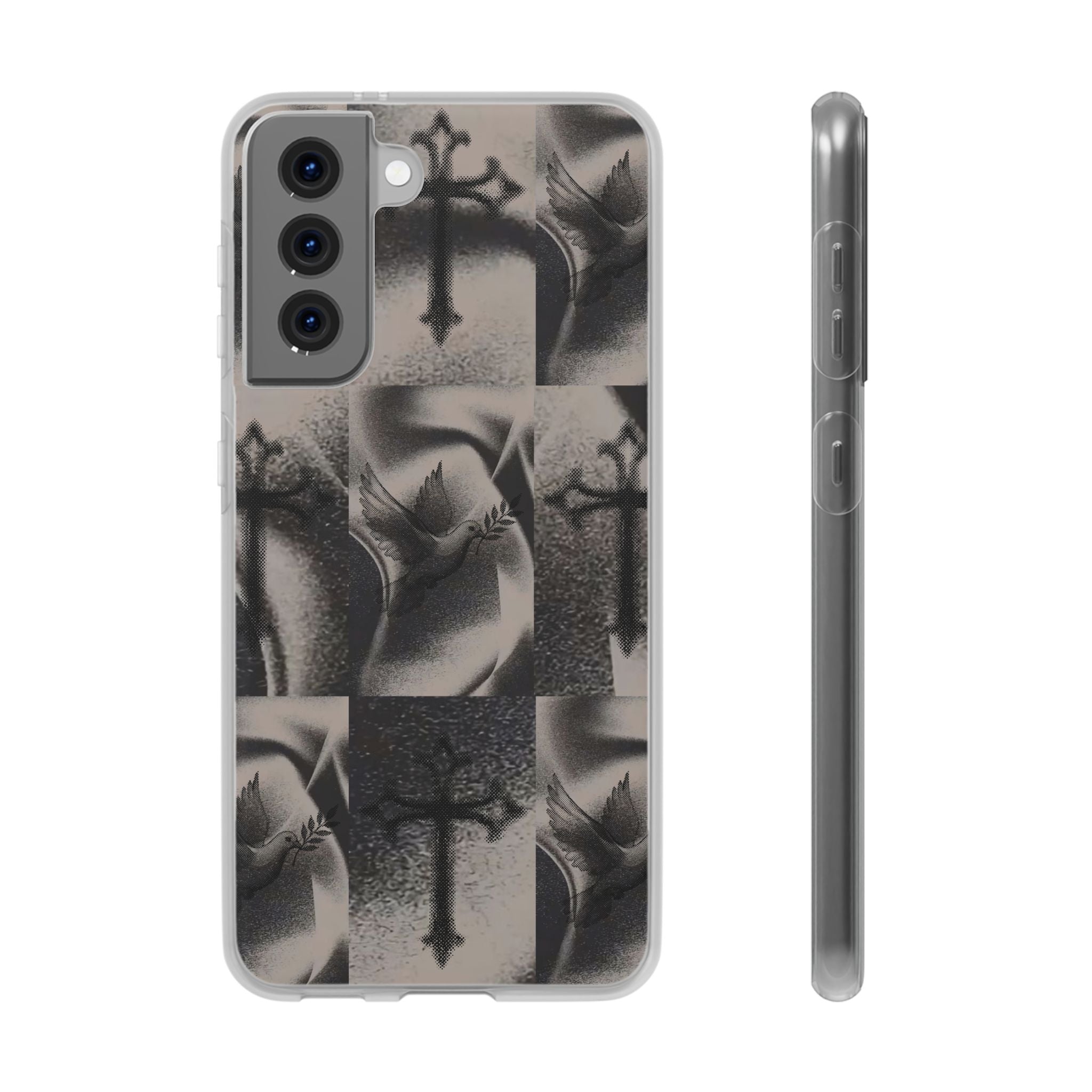 Phone Case — Dove & Cross Checkerboard Design