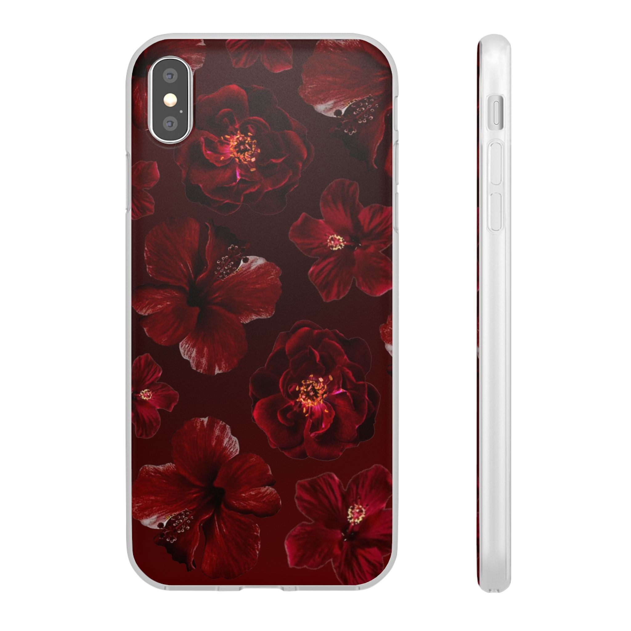 Red Floral Flexi Case — Dark Rose Phone Case