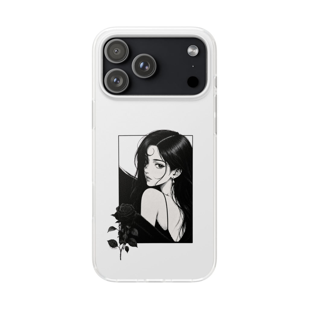 Anime Girl Noir Black Rose Illustration Flexi Case