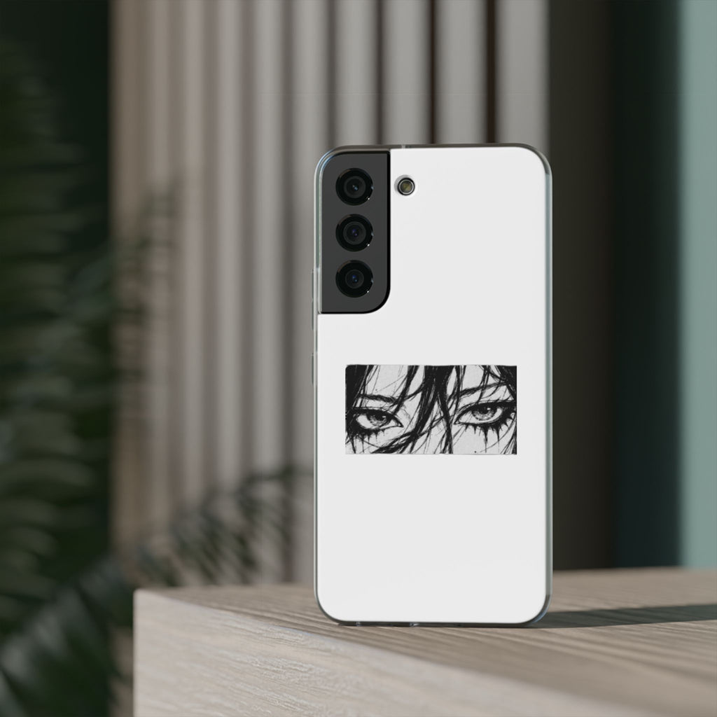 Anime Eyes Illustration Phone Case - Moody Black & White Flexi Case