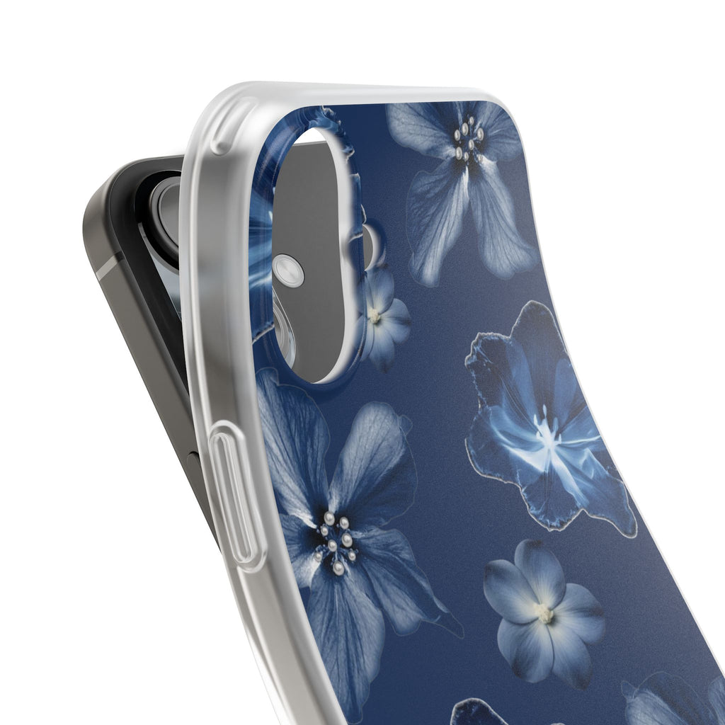 Floral Blue Phone Case — Navy Watercolor Blossom Flexi Case
