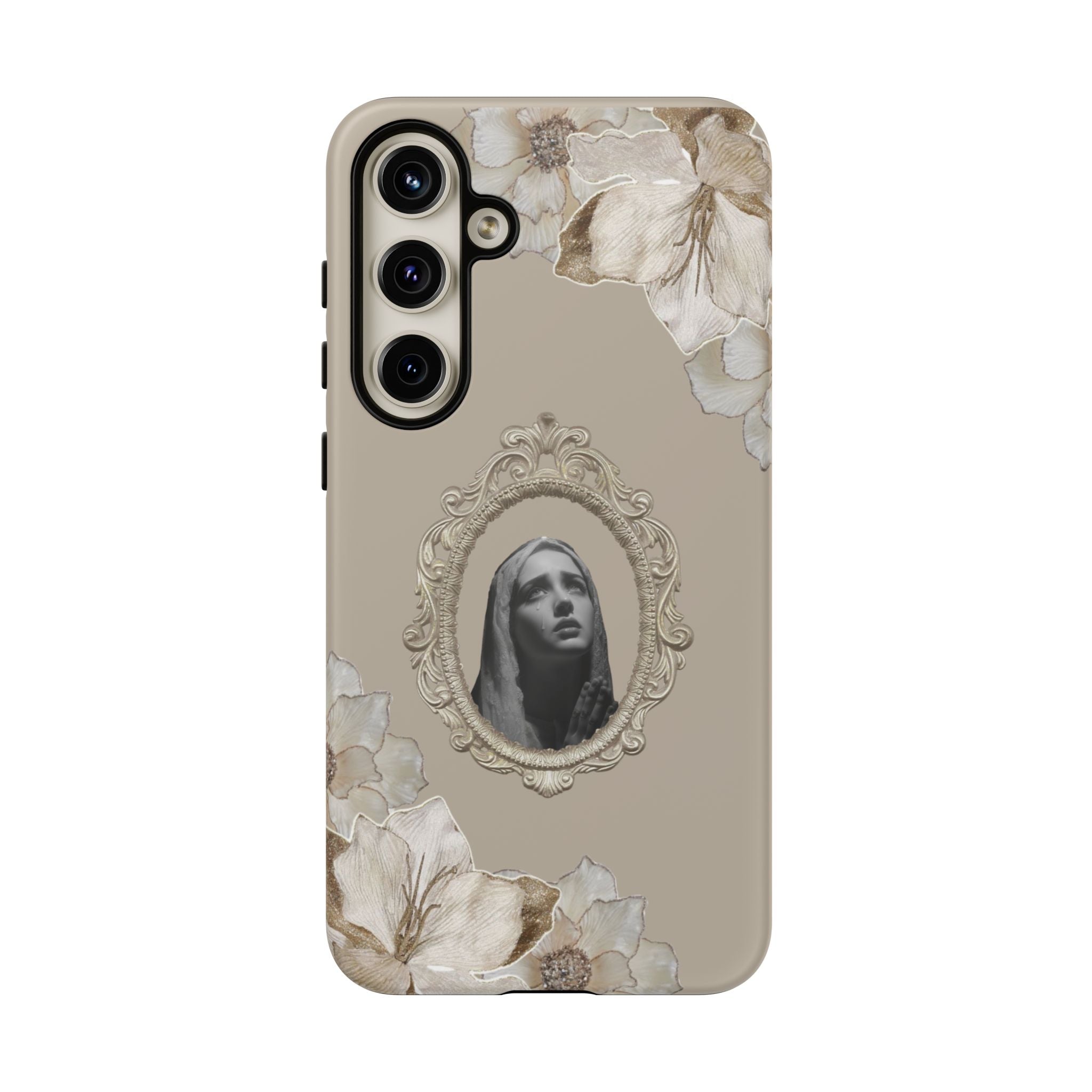Vintage Floral Phone Case with Sacred Madonna Portrait