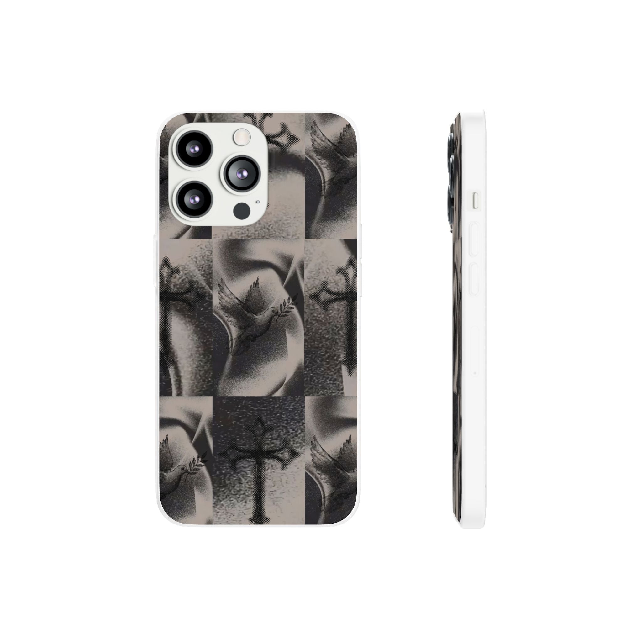 Phone Case — Dove & Cross Checkerboard Design
