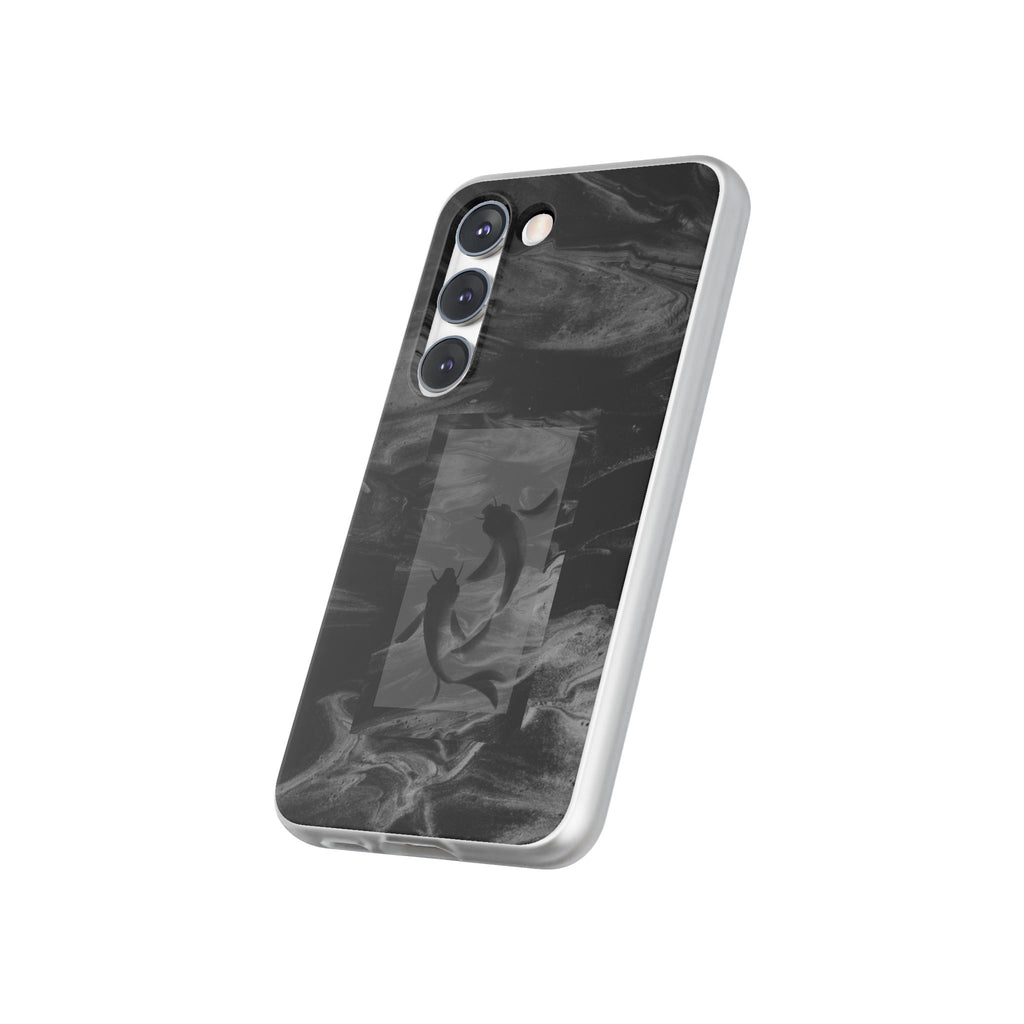 Black Koi Phone Case — Minimalist Monochrome Fish Design