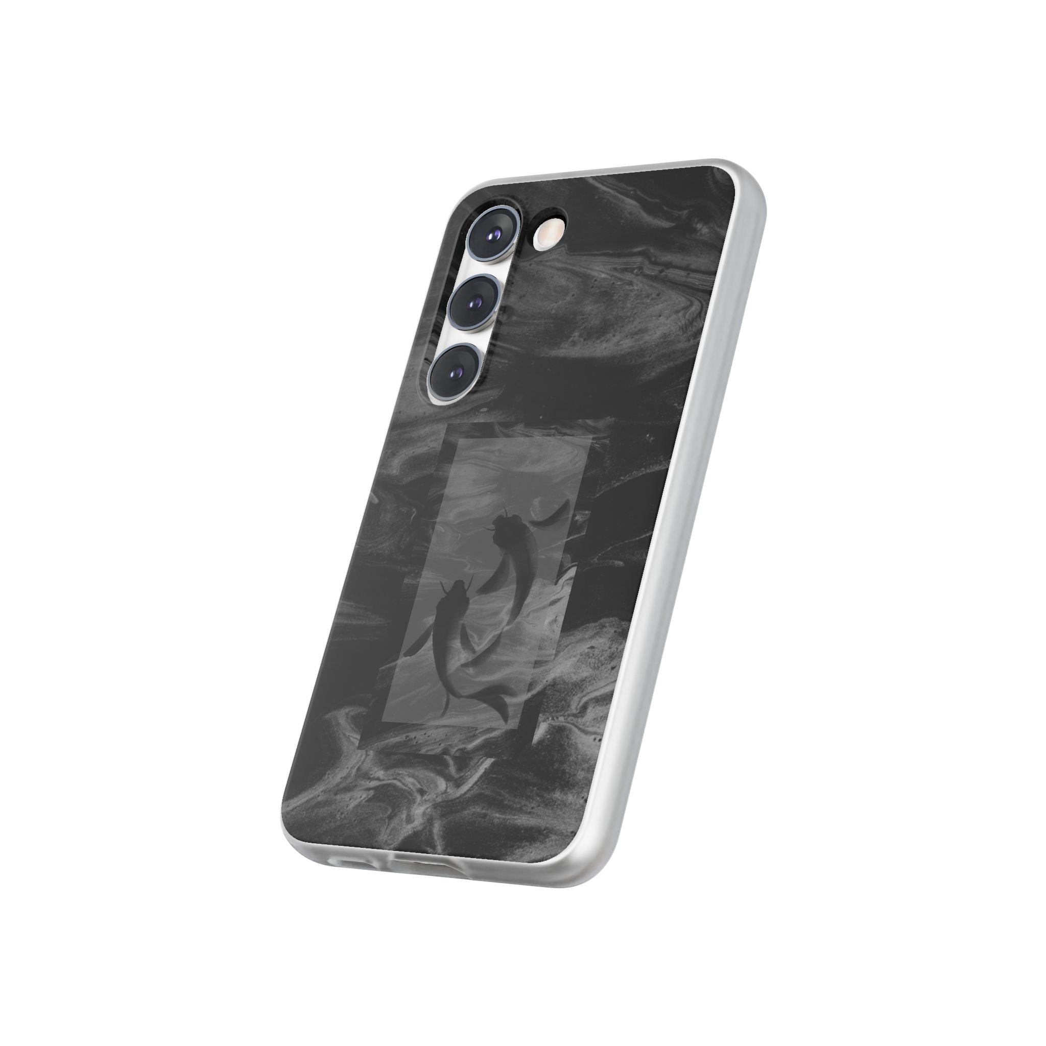 Black Koi Phone Case — Minimalist Monochrome Fish Design