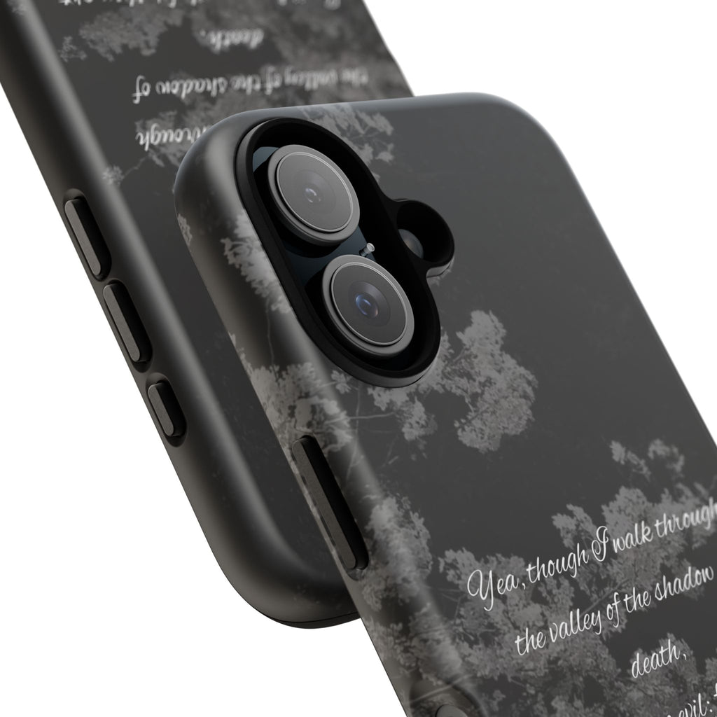 Bible Verse Phone Case — Psalm 23:4 Comfort Black Protective Cover
