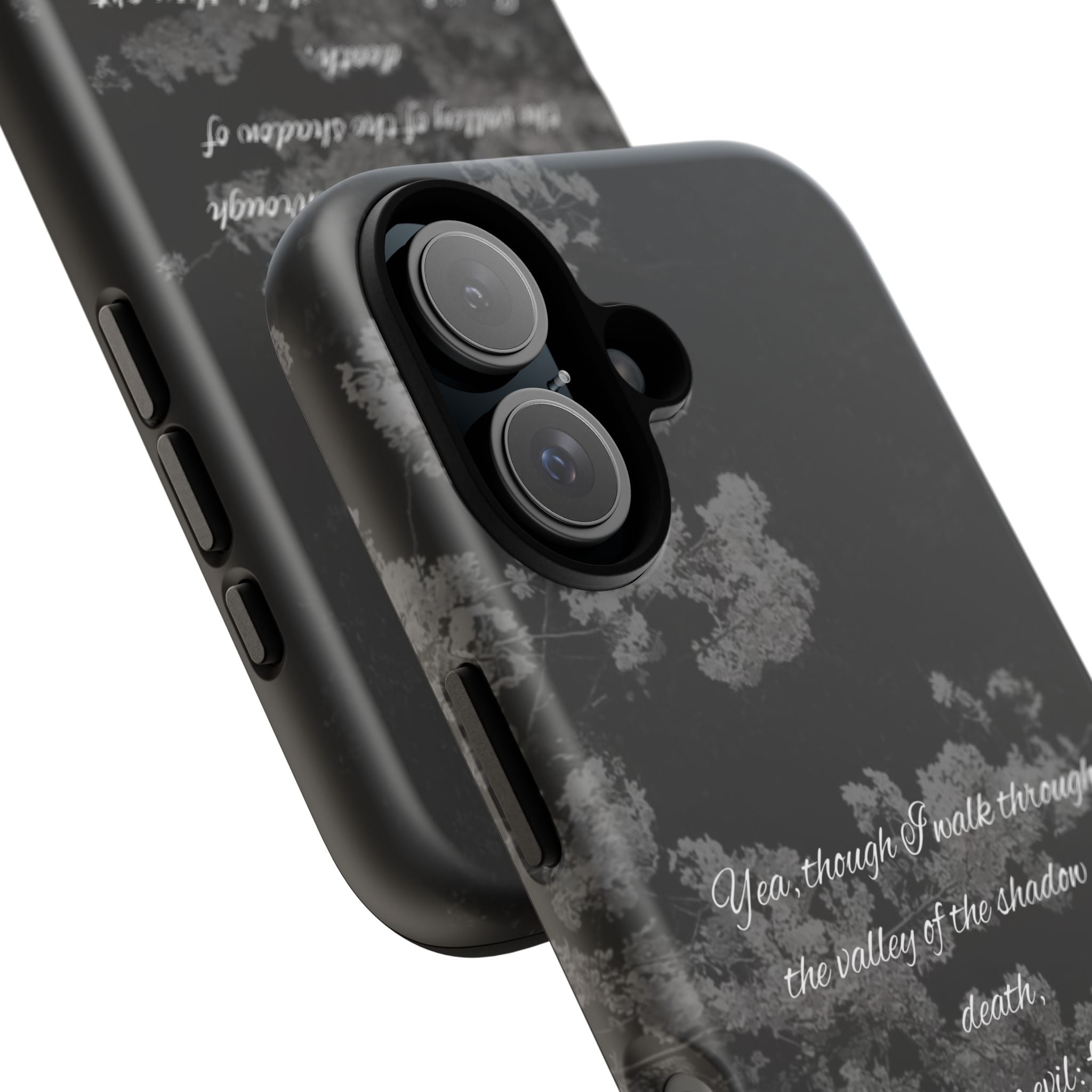 Bible Verse Phone Case — Psalm 23:4 Comfort Black Protective Cover