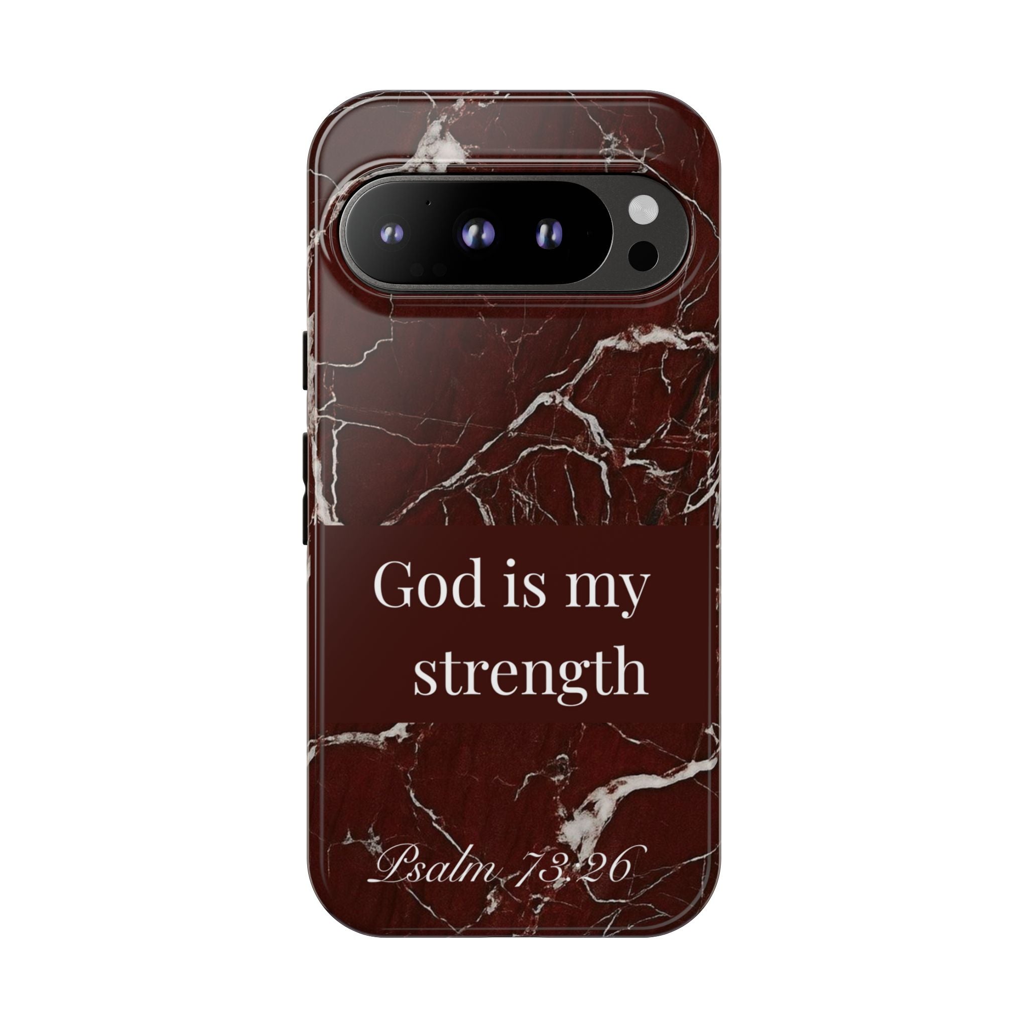 God Is My Strength — Psalm 73:26 Christian Tough Phone Case | Marble Faith Cover