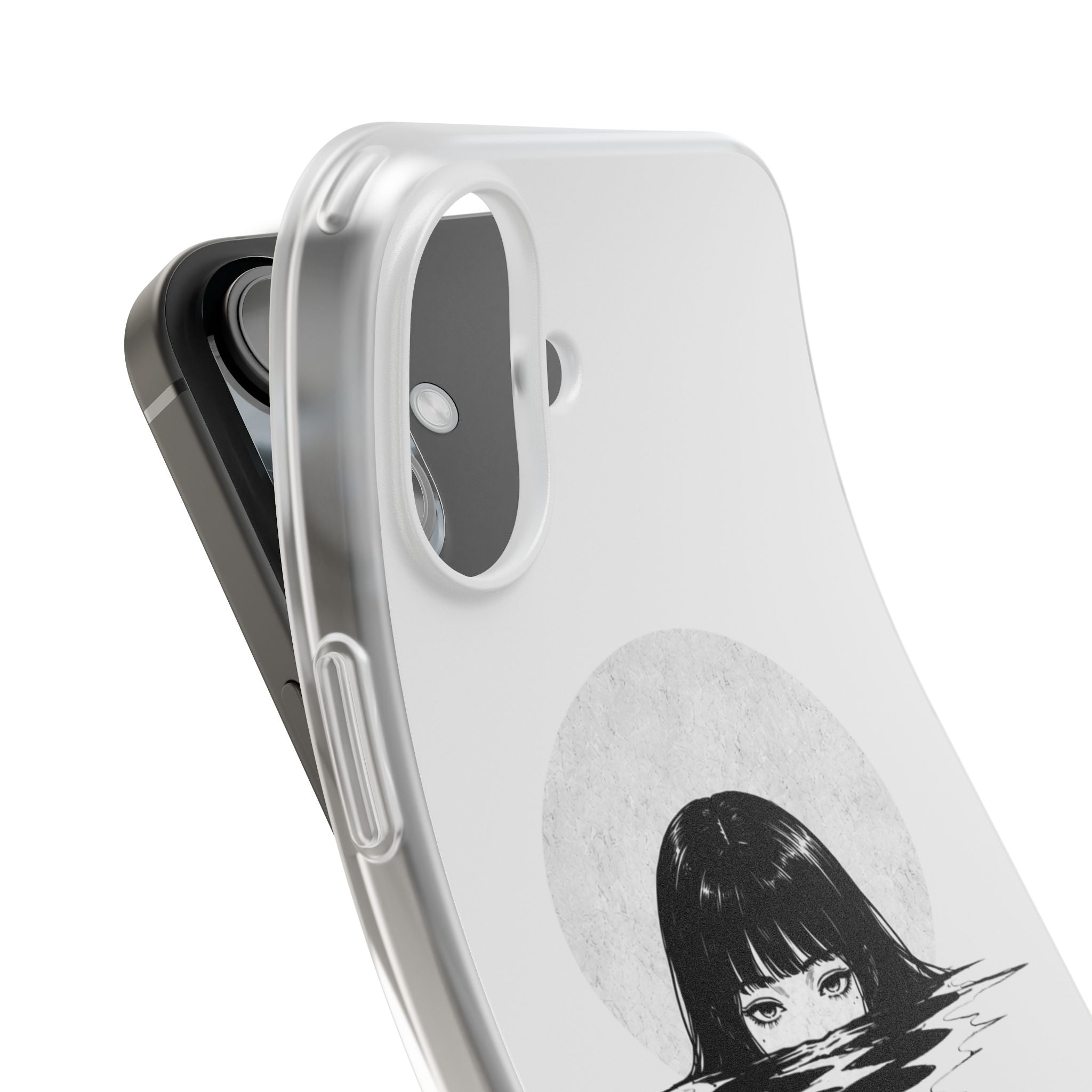 Minimalist Creepy Girl Moon Design
