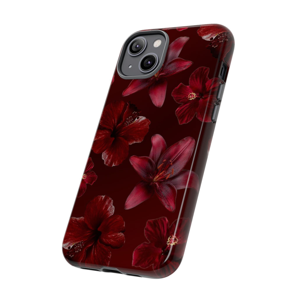 Tough Cases - Dark Red Floral Phone Case