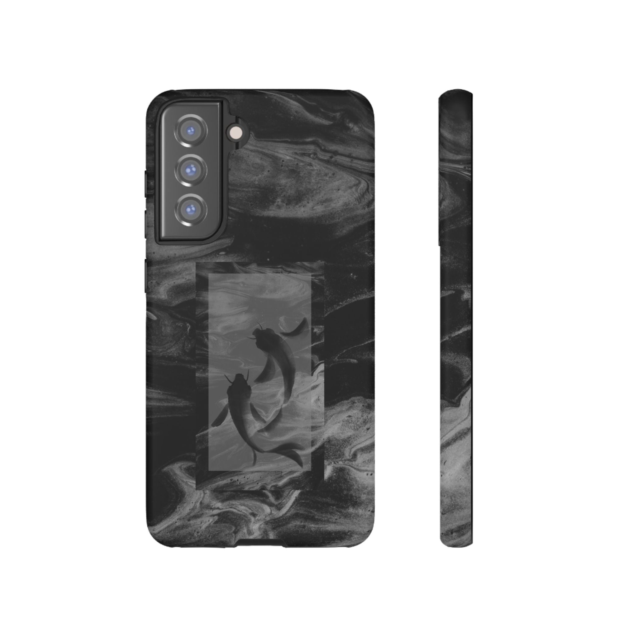 Koi Yin-Yang Marble Phone Case – Black Smoky Art Protection