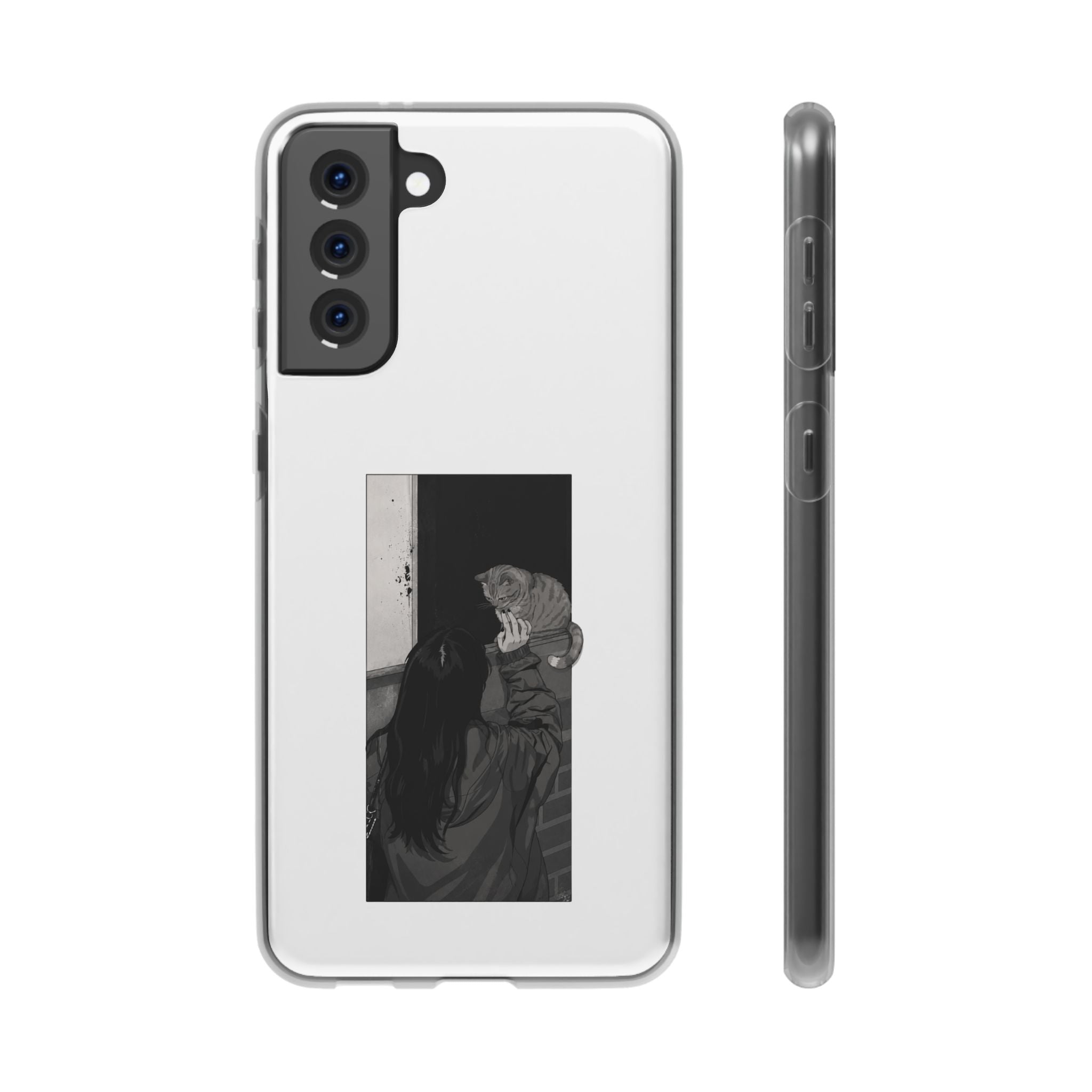 Black & White Cat Window Art Flexi Case