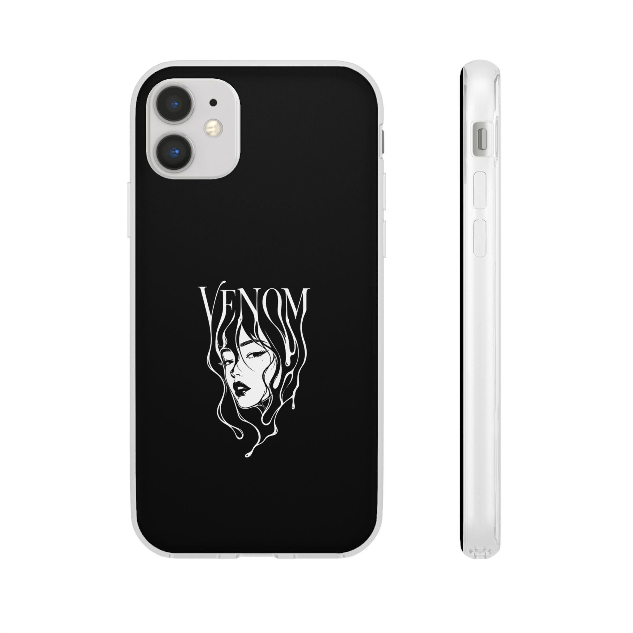 Venom Goth Phone Case — Black Protective Flexible Phone Case with Dark Femme Artwork