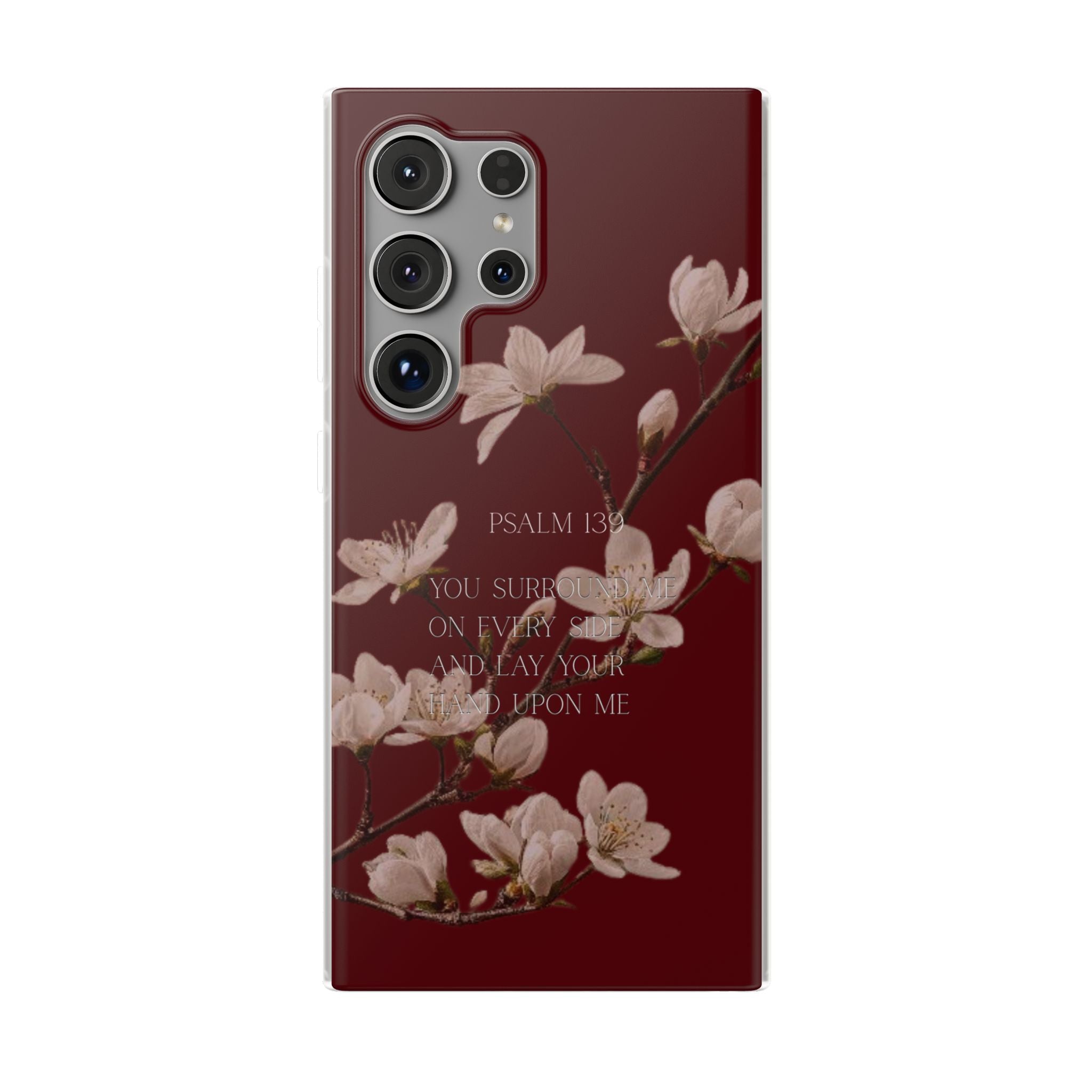 Floral Psalm Phone Case — Psalm 139 Scripture Cherry Blossom iPhone Cover