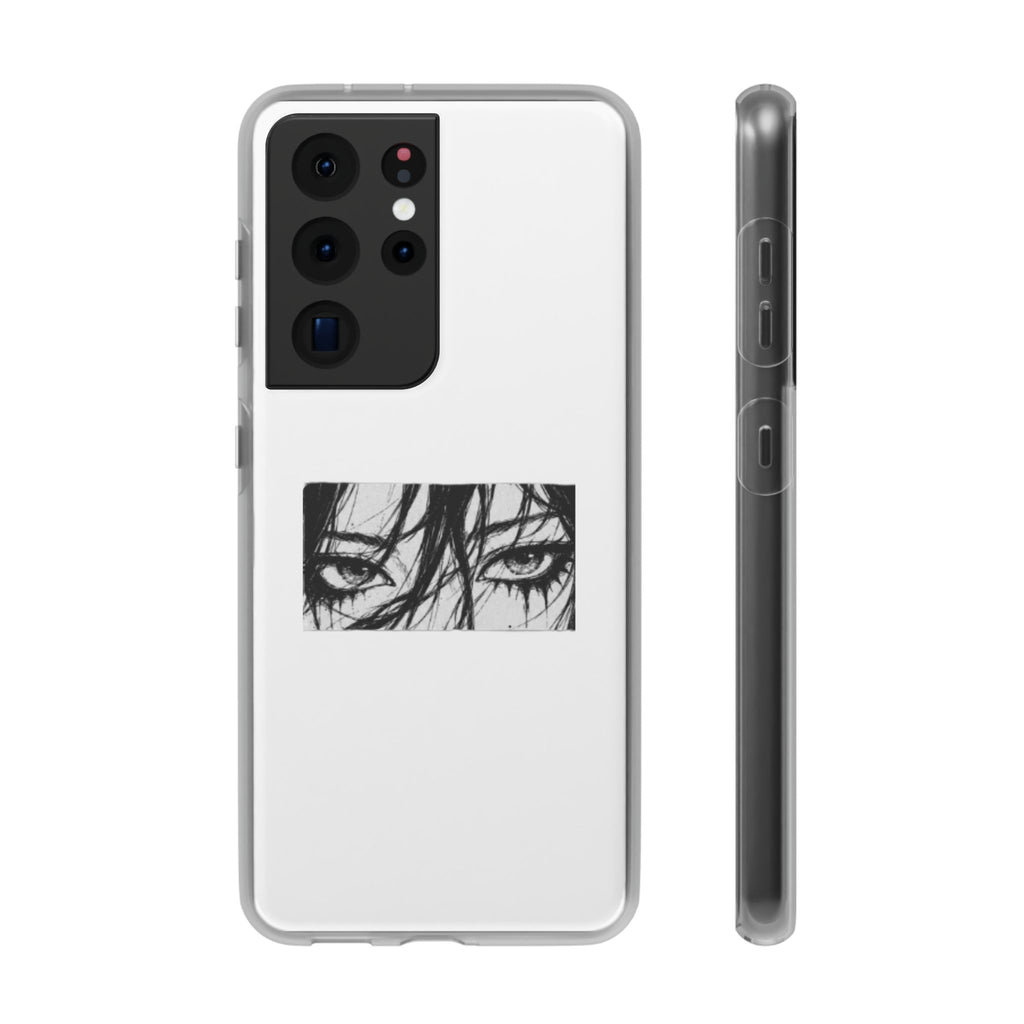 Anime Eyes Illustration Phone Case - Moody Black & White Flexi Case