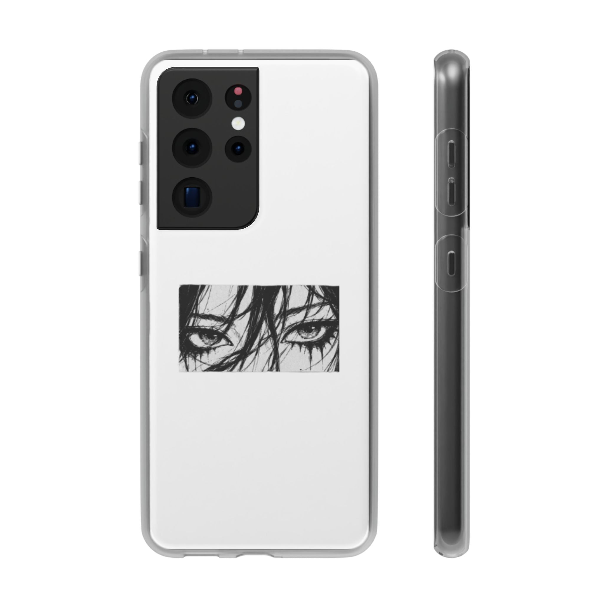 Anime Eyes Illustration Phone Case - Moody Black & White Flexi Case