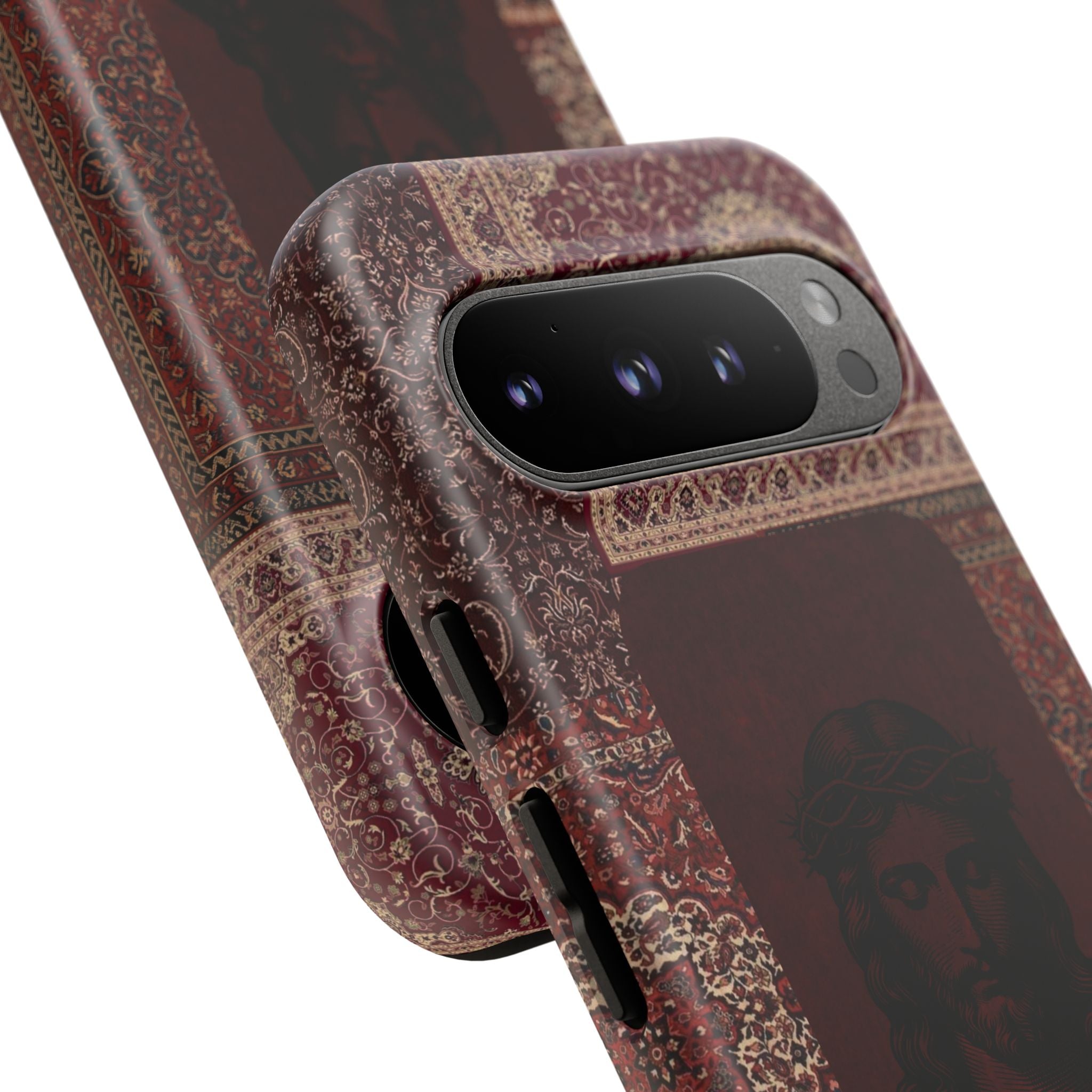 Religious Vintage Rug Phone Case — Jesus Portrait Tough Case
