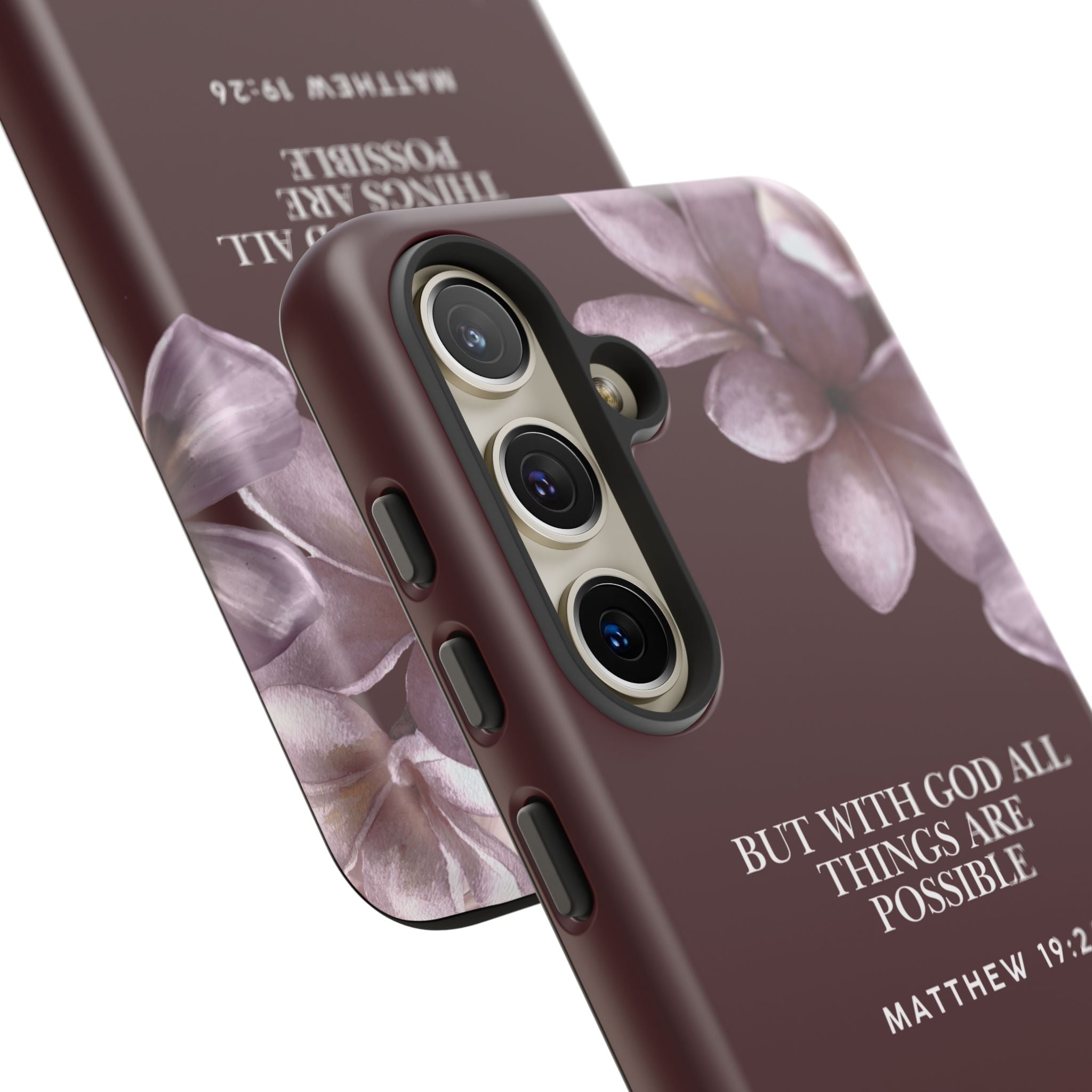 But With God All Things Are Possible — Floral Bible Verse Christian Tough Phone Case