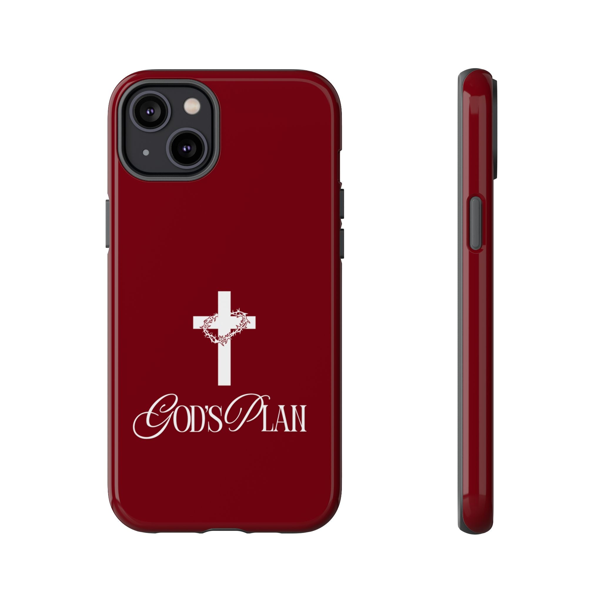 God's Plan — Christian Tough Phone Case | Cross Faith Burgundy Cover