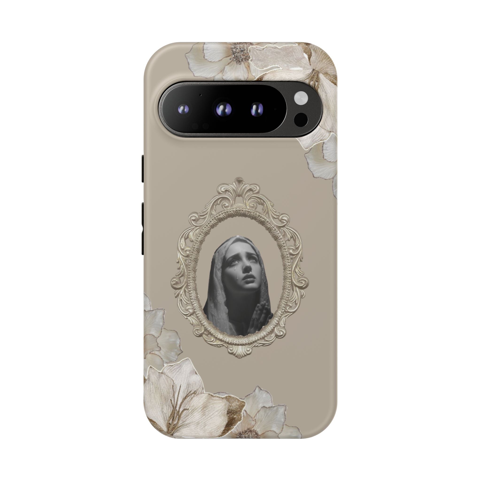 Vintage Floral Phone Case with Sacred Madonna Portrait