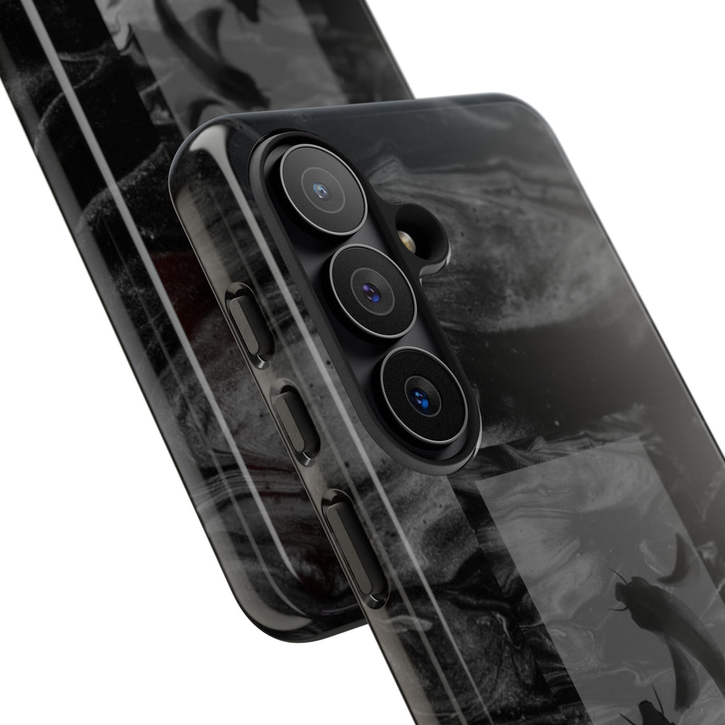 Koi Yin-Yang Marble Phone Case – Black Smoky Art Protection