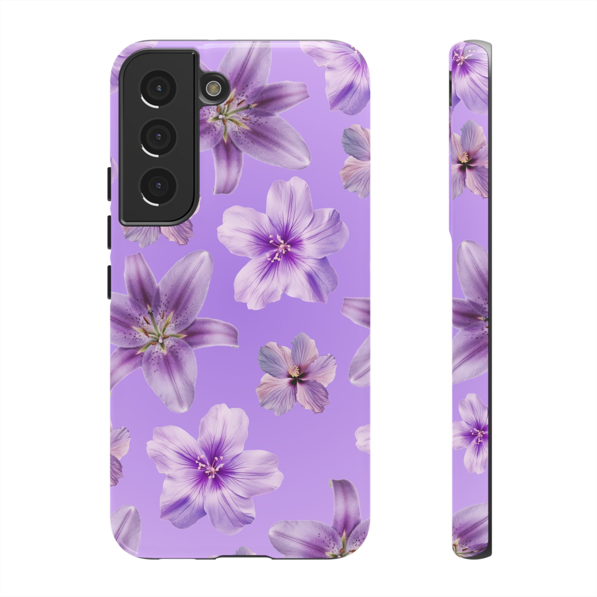 Floral Lavender Tough Phone Case – Purple Blossom Protective Cover