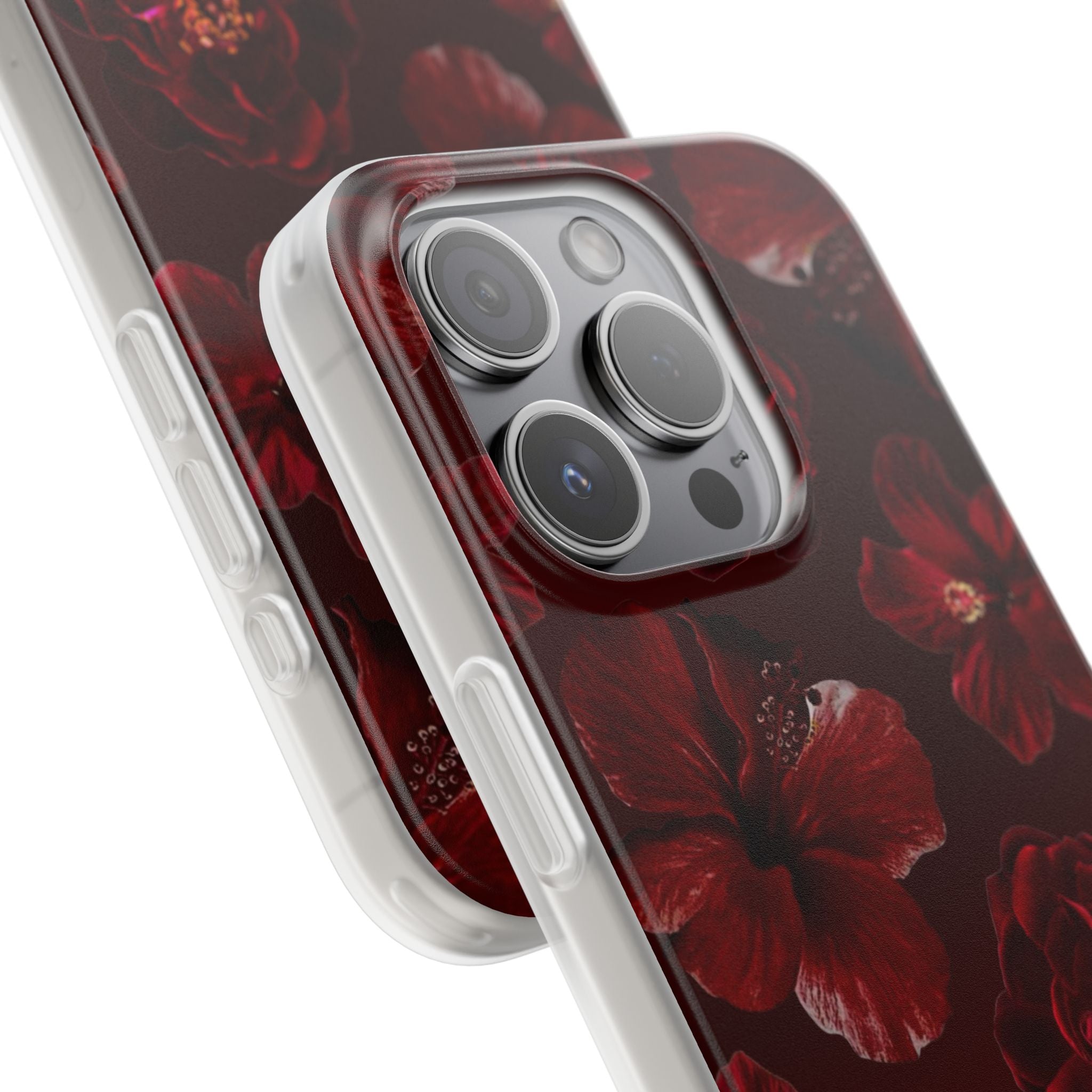 Red Floral Flexi Case — Dark Rose Phone Case