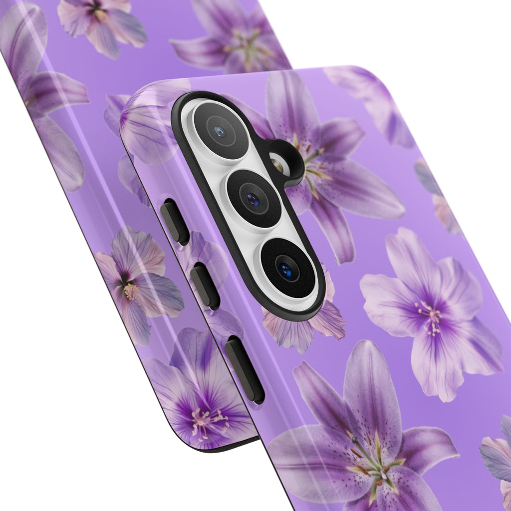 Floral Lavender Tough Phone Case – Purple Blossom Protective Cover