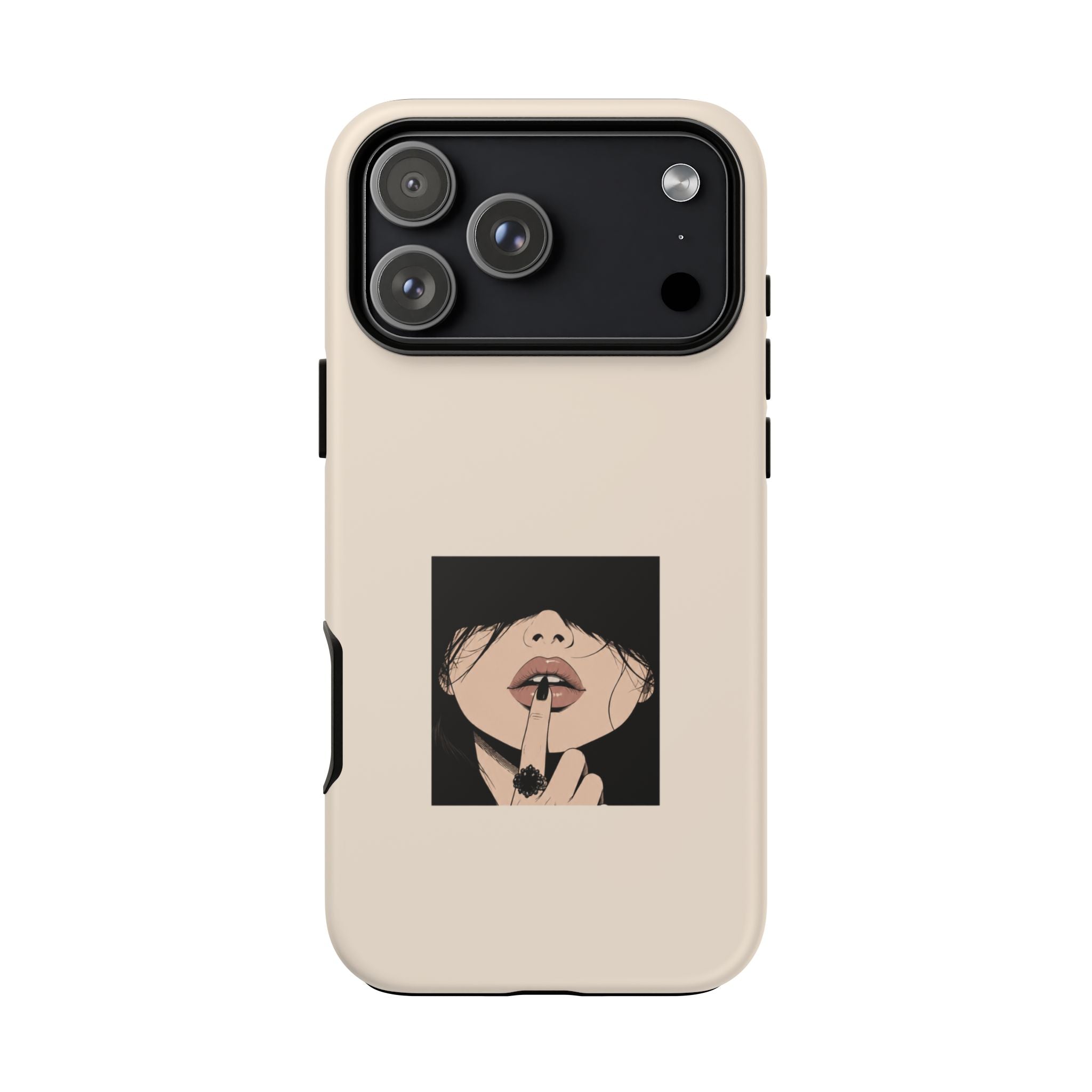Minimal Anime Girl Shh Design, Edgy Aesthetic Protective Cover