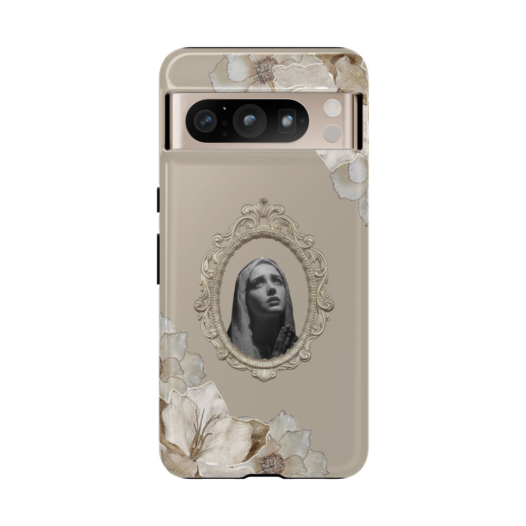 Vintage Floral Phone Case with Sacred Madonna Portrait