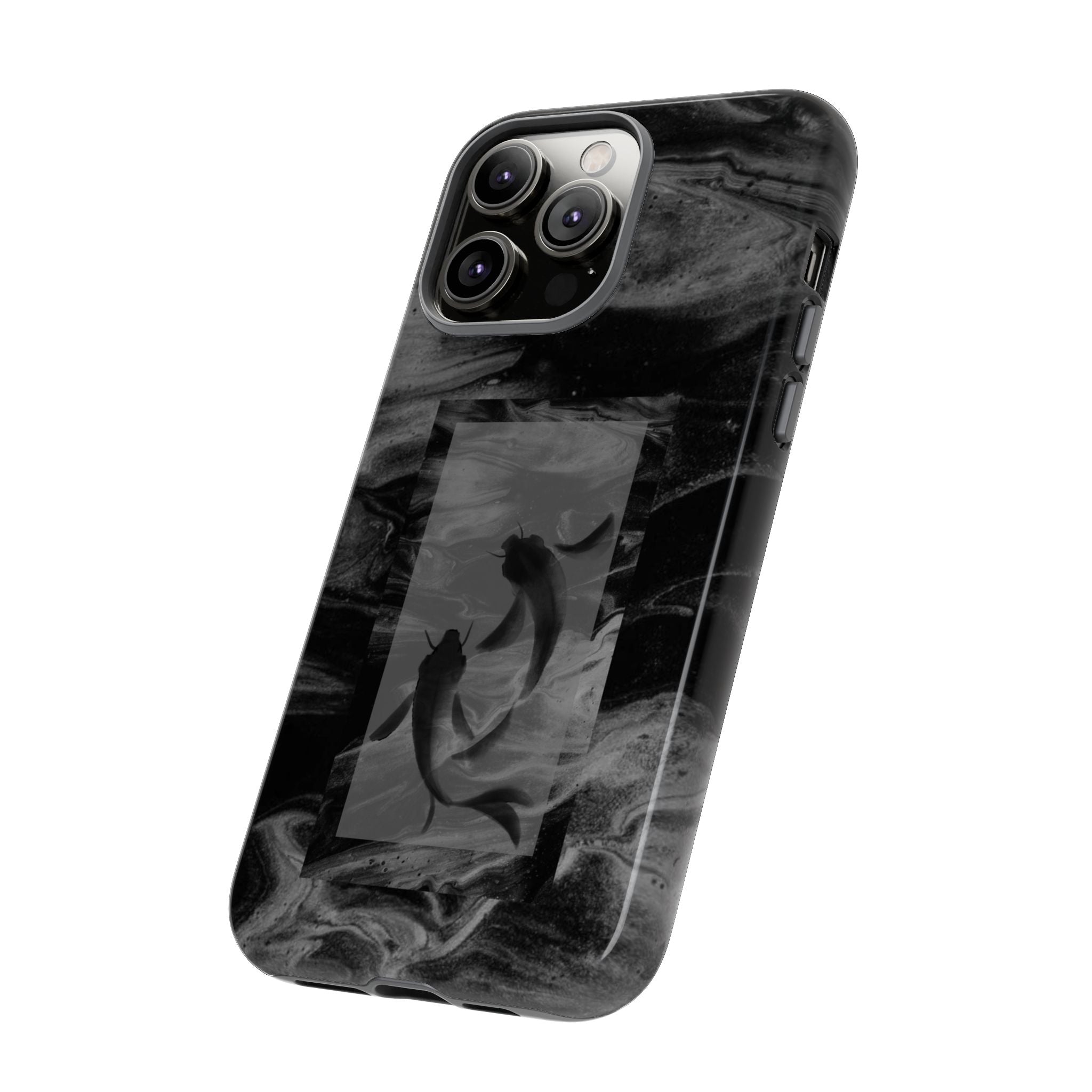 Koi Yin-Yang Marble Phone Case – Black Smoky Art Protection