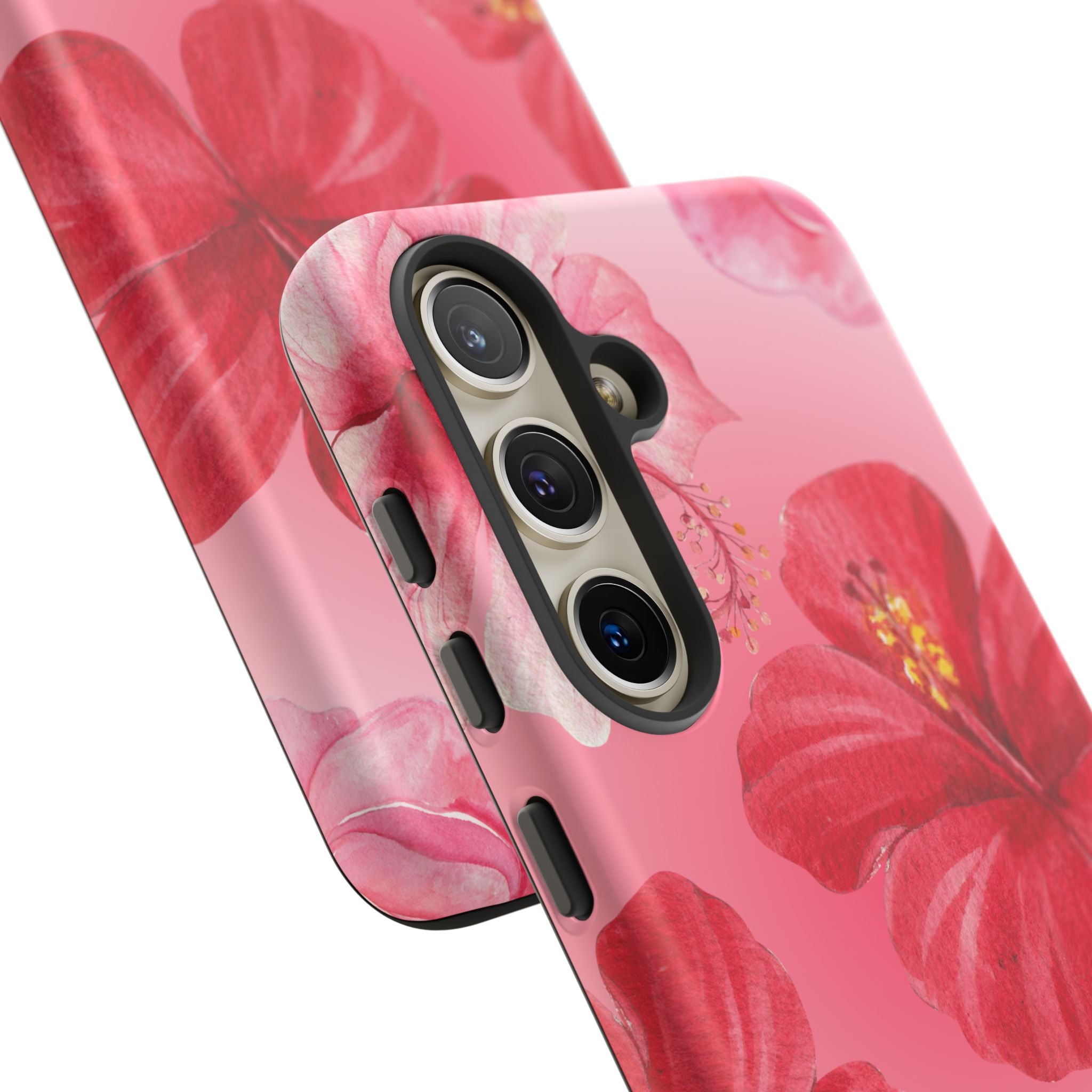 Hibiscus Pink Tough Phone Case — Floral Tropical Protective Cover